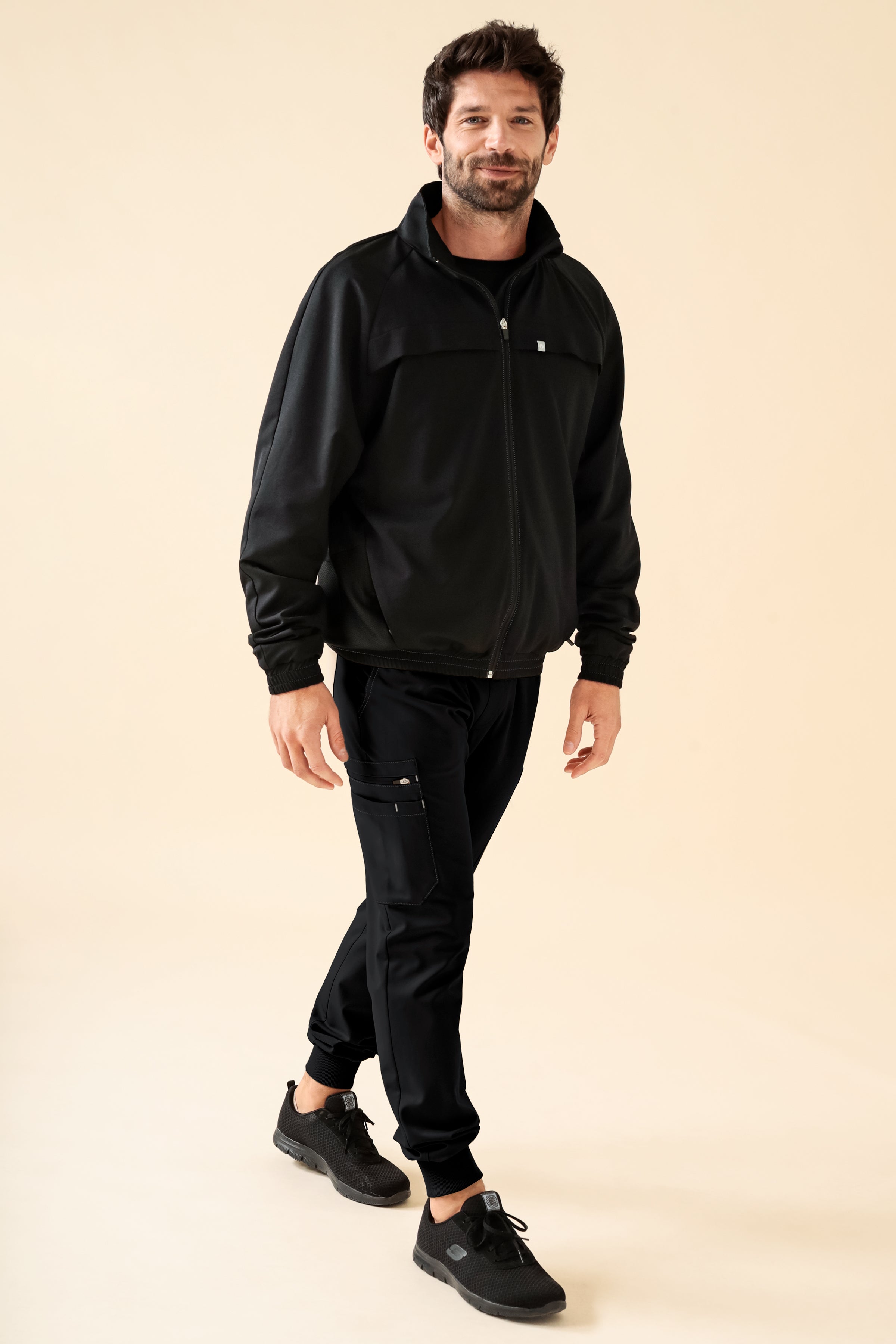 KAERE Blousonjacke Herren - mit elastischen Bündchen schwarz, Vorderansicht 