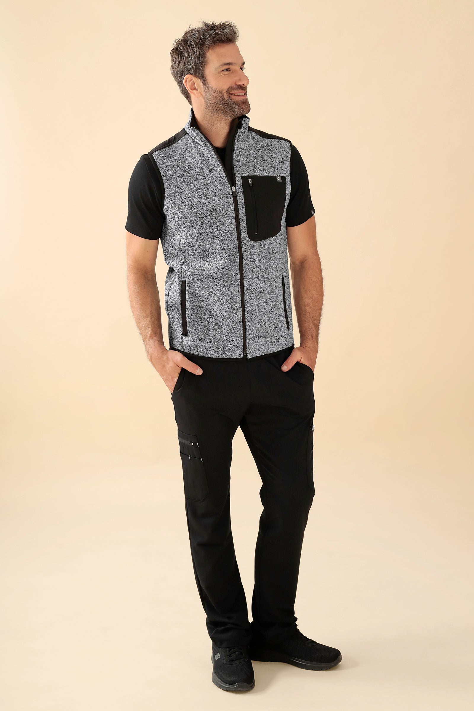 KAERE Fleeceweste Unisex - Stehkragen grau melange