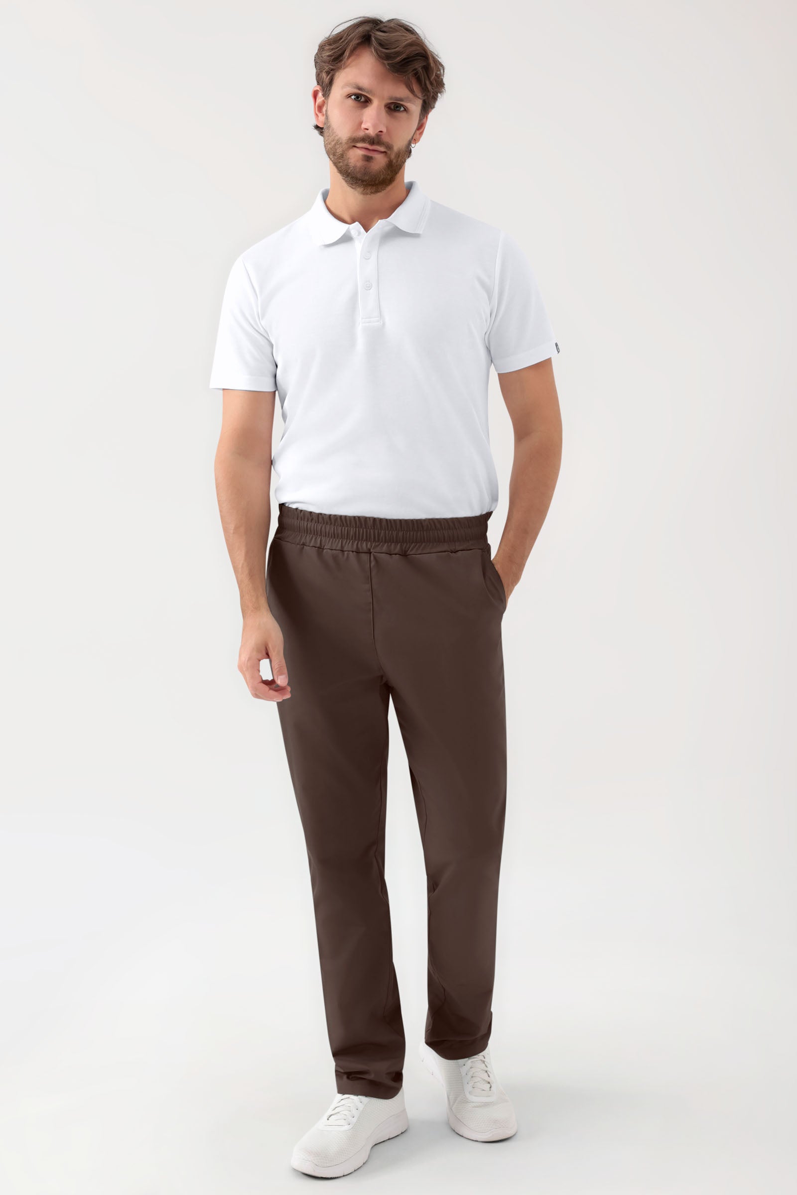 GREEN Stretch Hose Unisex - Rundumgummibund coffee