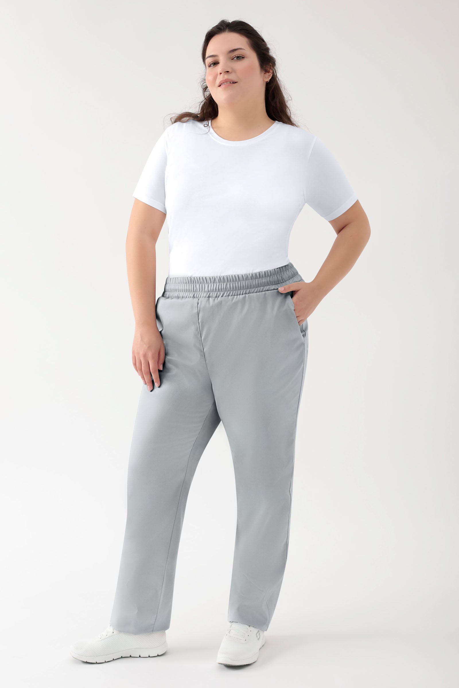 GREEN Stretch Hose Unisex - Rundumgummibund perlgrau