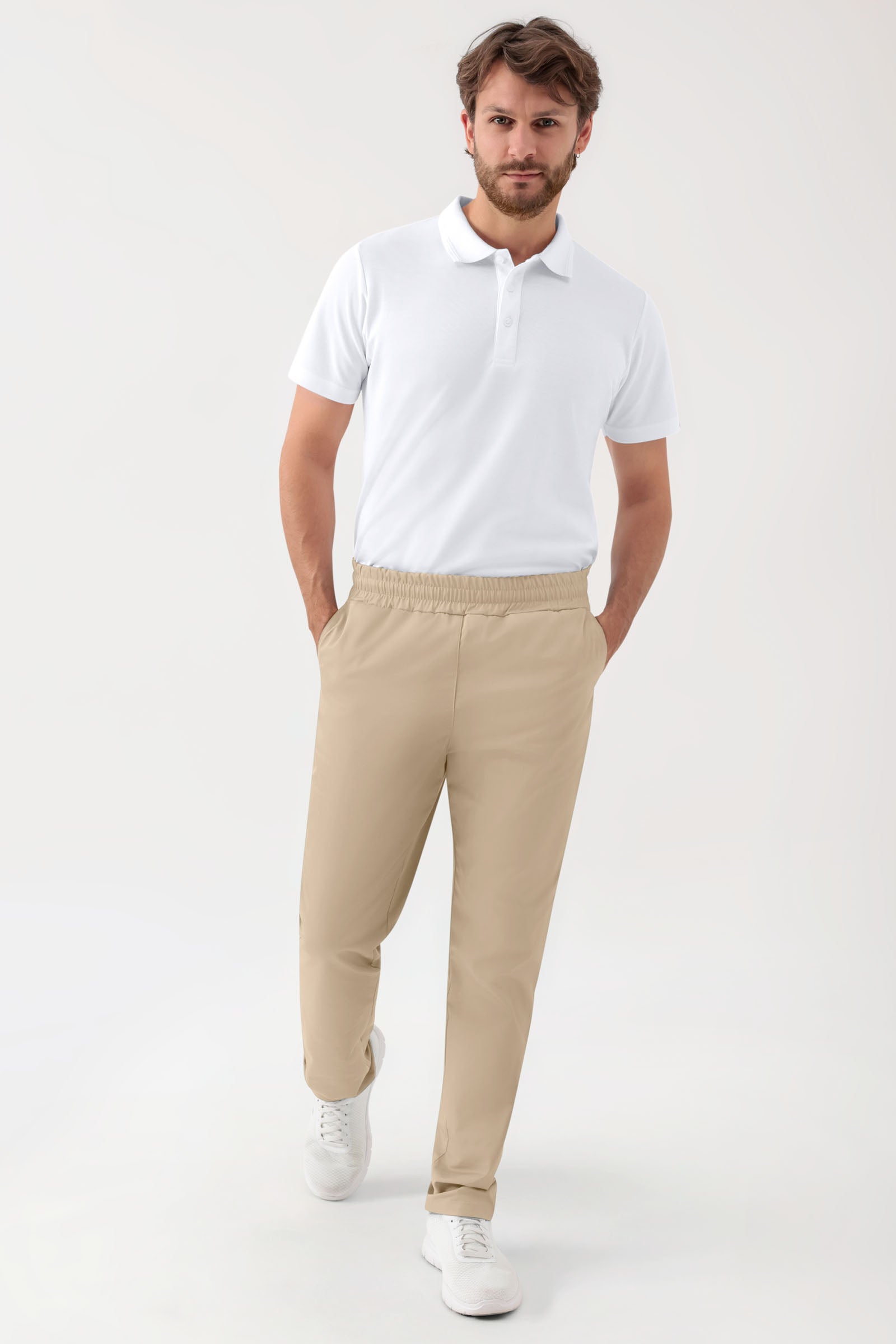 GREEN Stretch Hose Unisex - Rundumgummibund sand, Vorderansicht 
