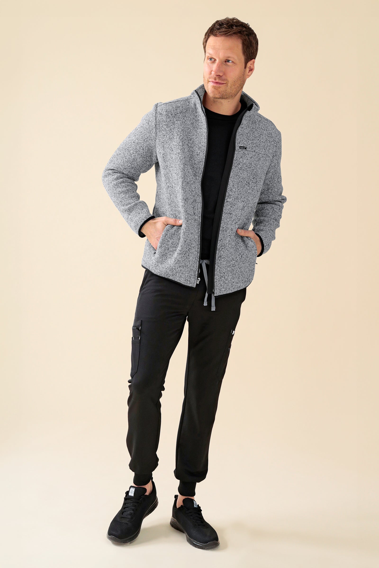 KAERE Fleecejacke Unisex - mit Reißverschluss grau melange