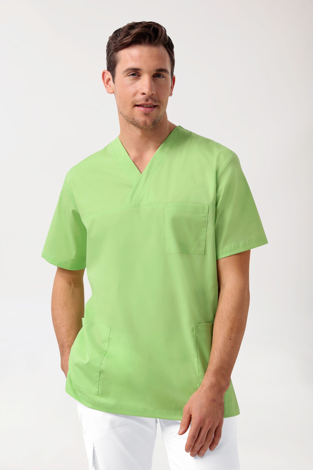 Stretch Schlupfkasack Unisex - V-Ausschnitt apfelgrün