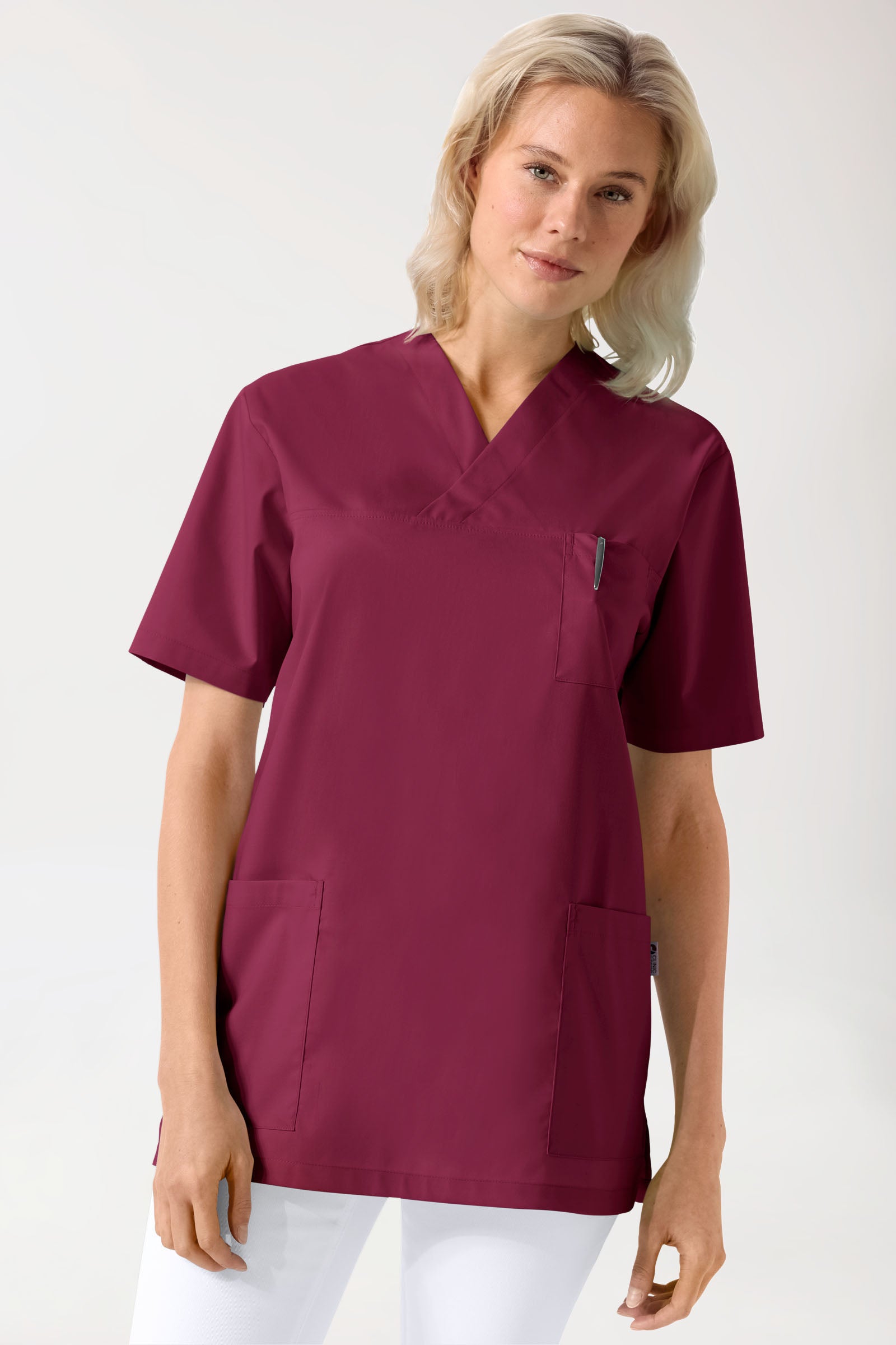 Stretch Schlupfkasack Unisex - V-Ausschnitt bordeaux