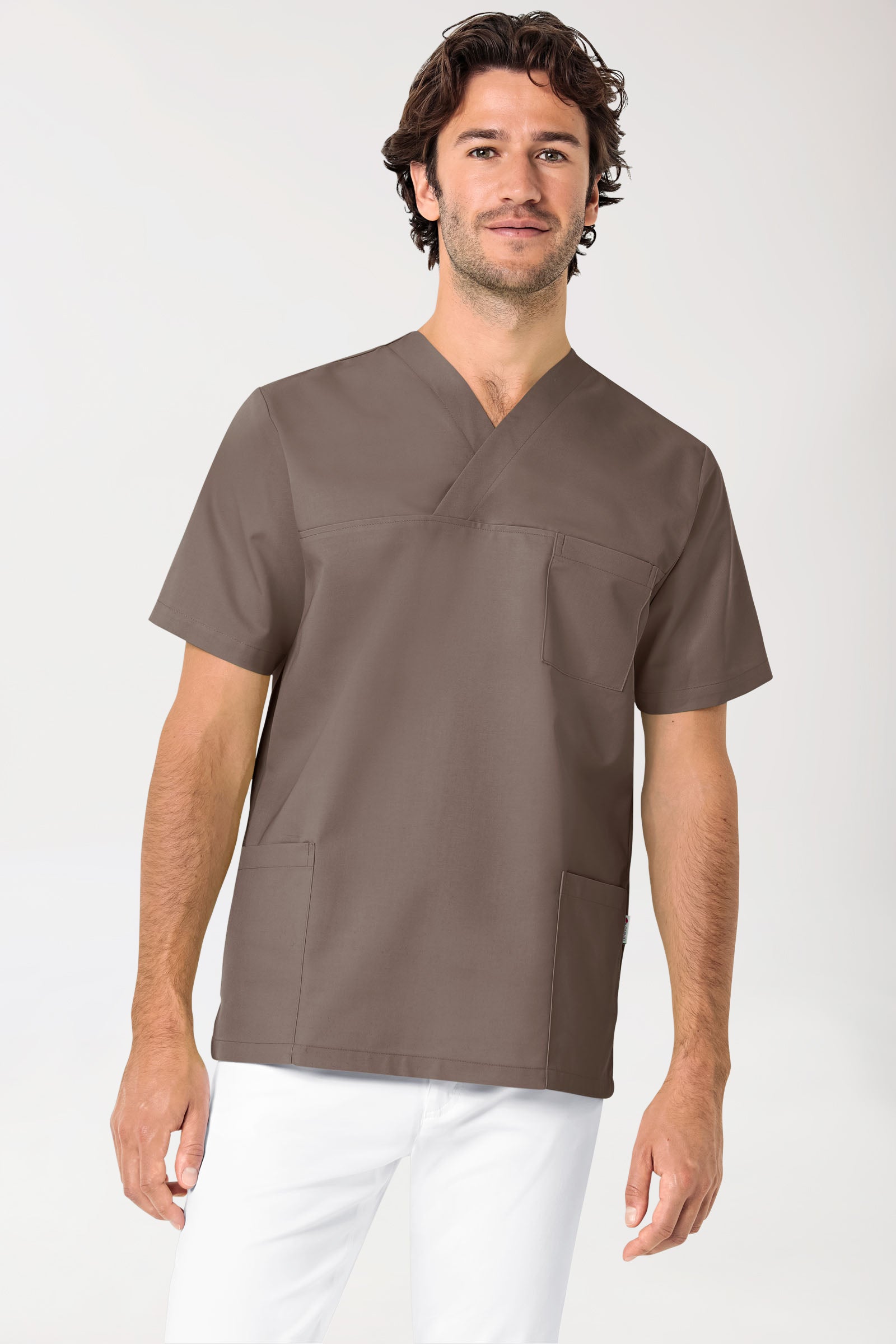 JUST STRONG Schlupfkasack Unisex - V-Ausschnitt deep taupe, Vorderansicht 