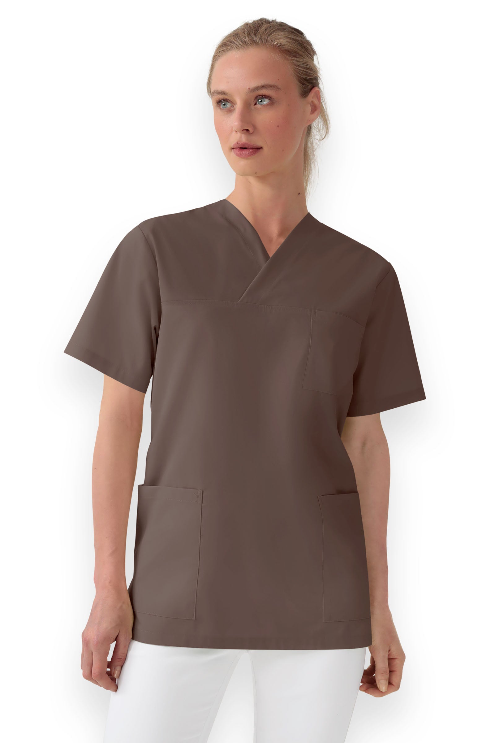 Stretch Schlupfkasack Unisex - V-Ausschnitt deep taupe