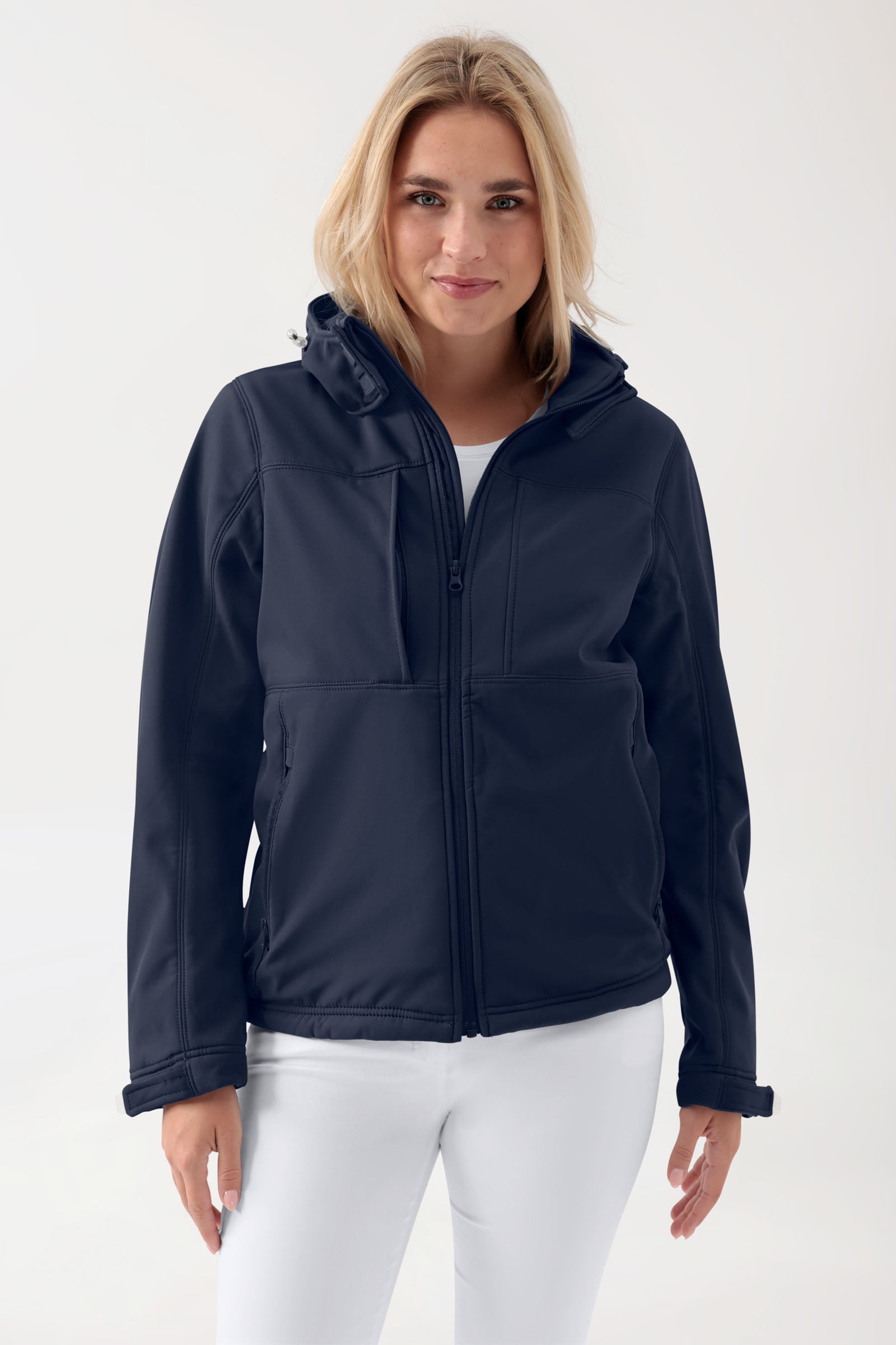 Softshell Jacken Unisex - abnehmbare Kapuze navy