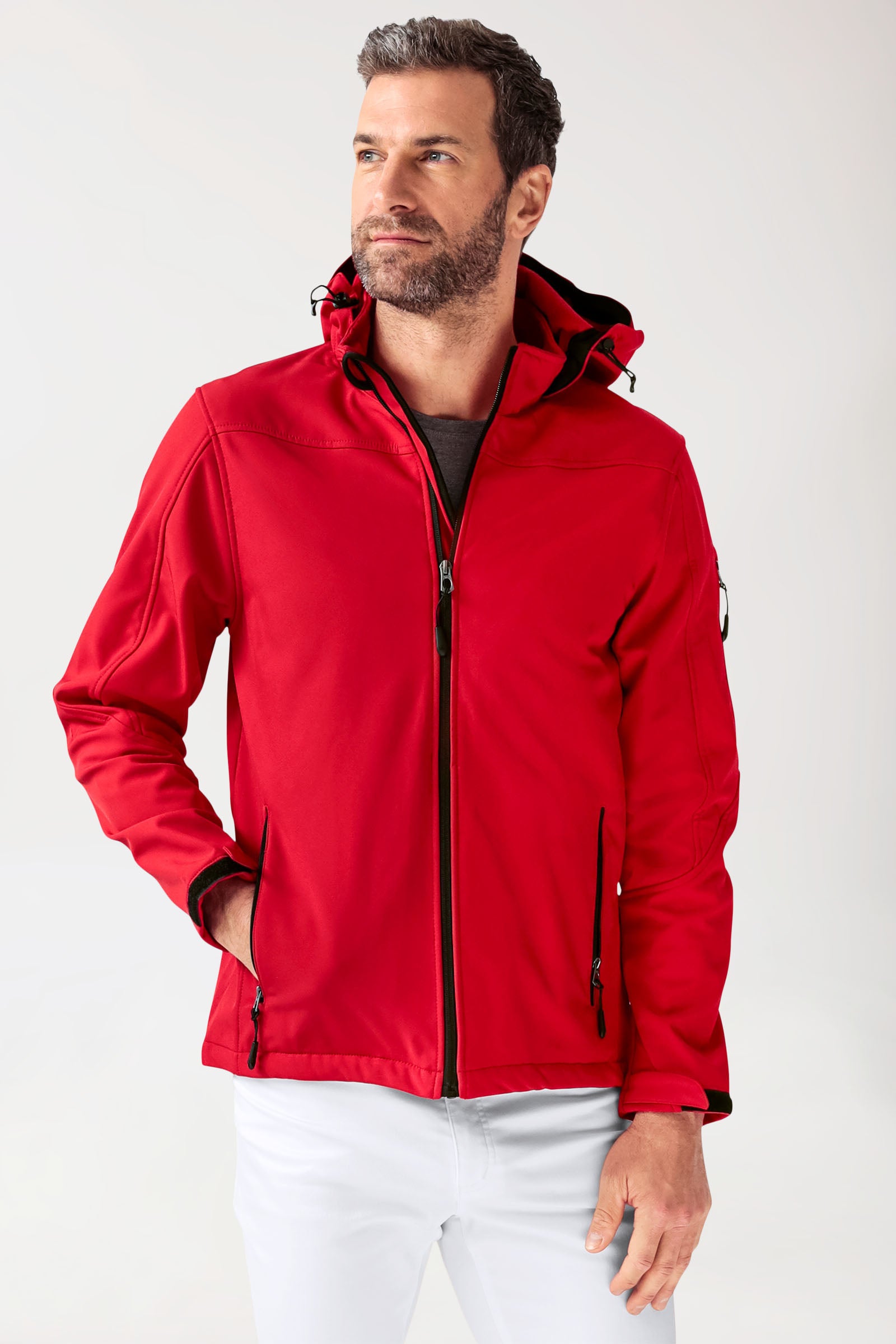 Softshell Jacken Unisex - mit Kapuze rot
