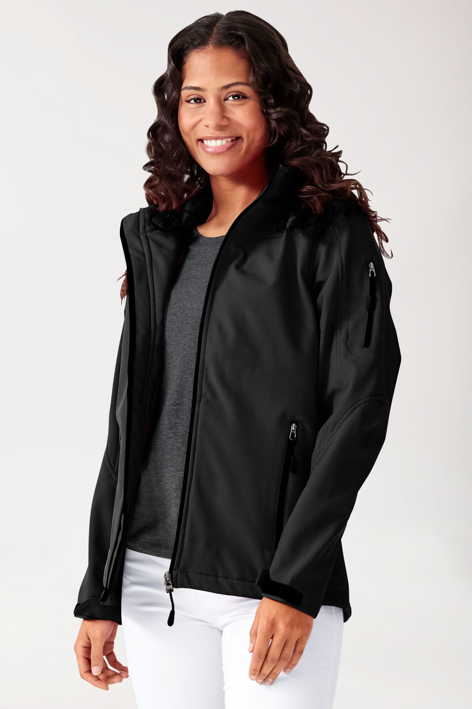 Softshell Jacken Unisex - mit Kapuze schwarz