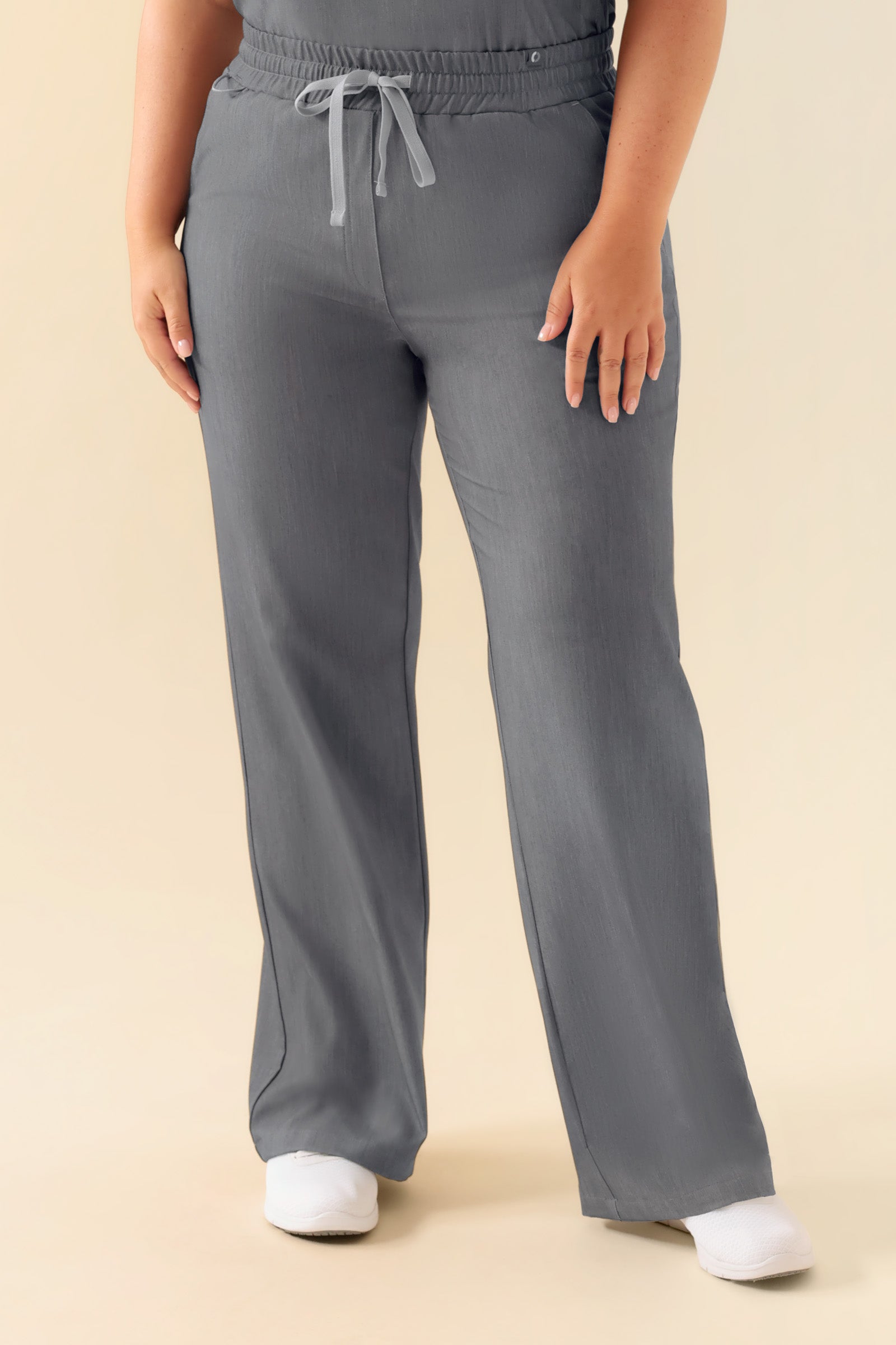 KAERE Hose Damen - weites Bein grau melange, Vorderansicht 