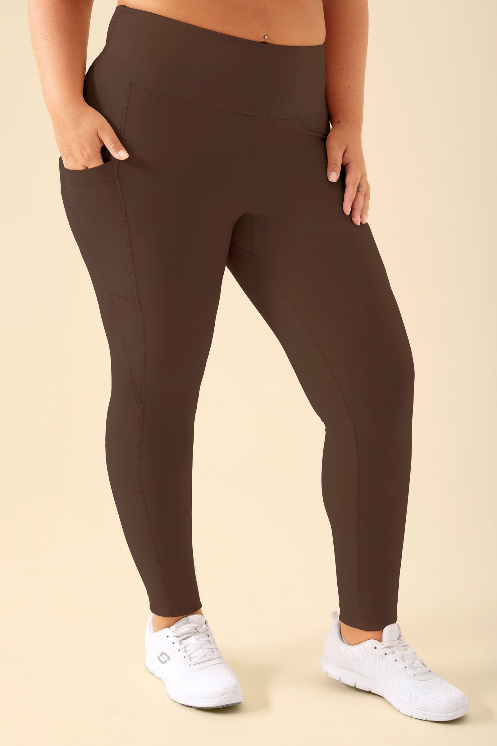 KAERE Leggings Damen - super elastisch coffee, Vorderansicht 