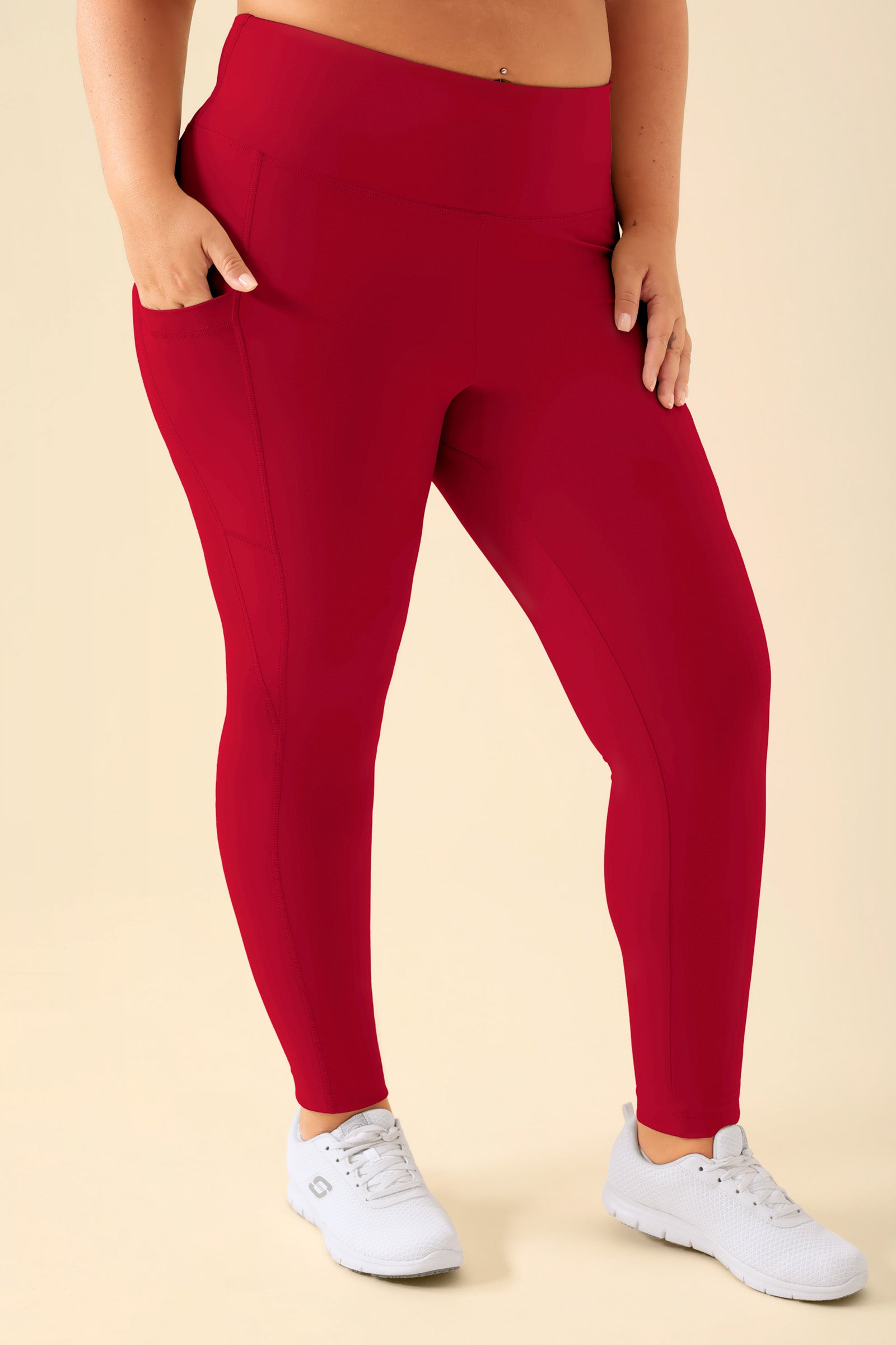 KAERE Leggings Damen - super elastisch rot, Vorderansicht 
