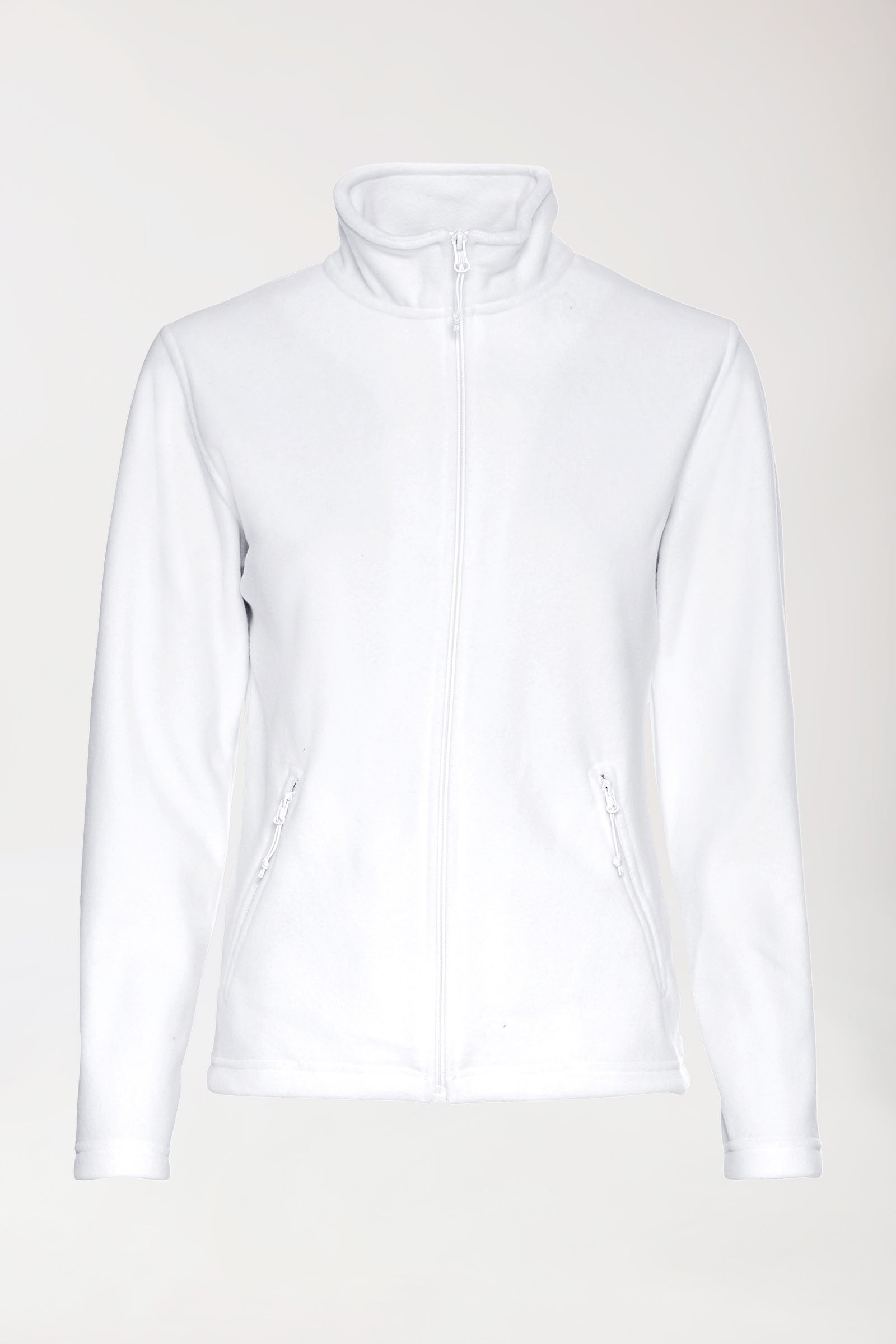 Fleecejacke Damen - Reißverschluss - Stehkragen weiß