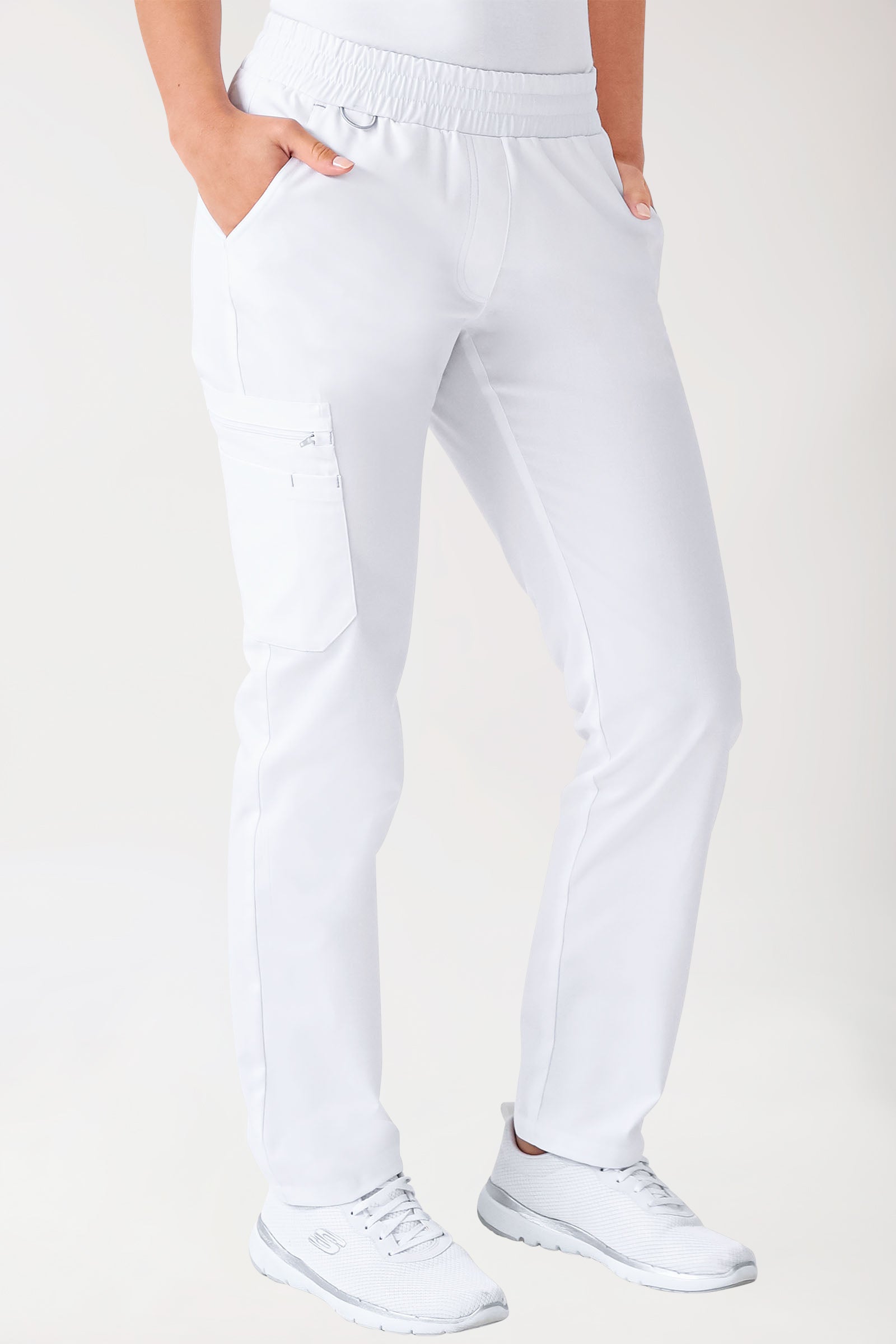 CLINIC STRETCH Hose Damen - gerader Saum weiß/grau
