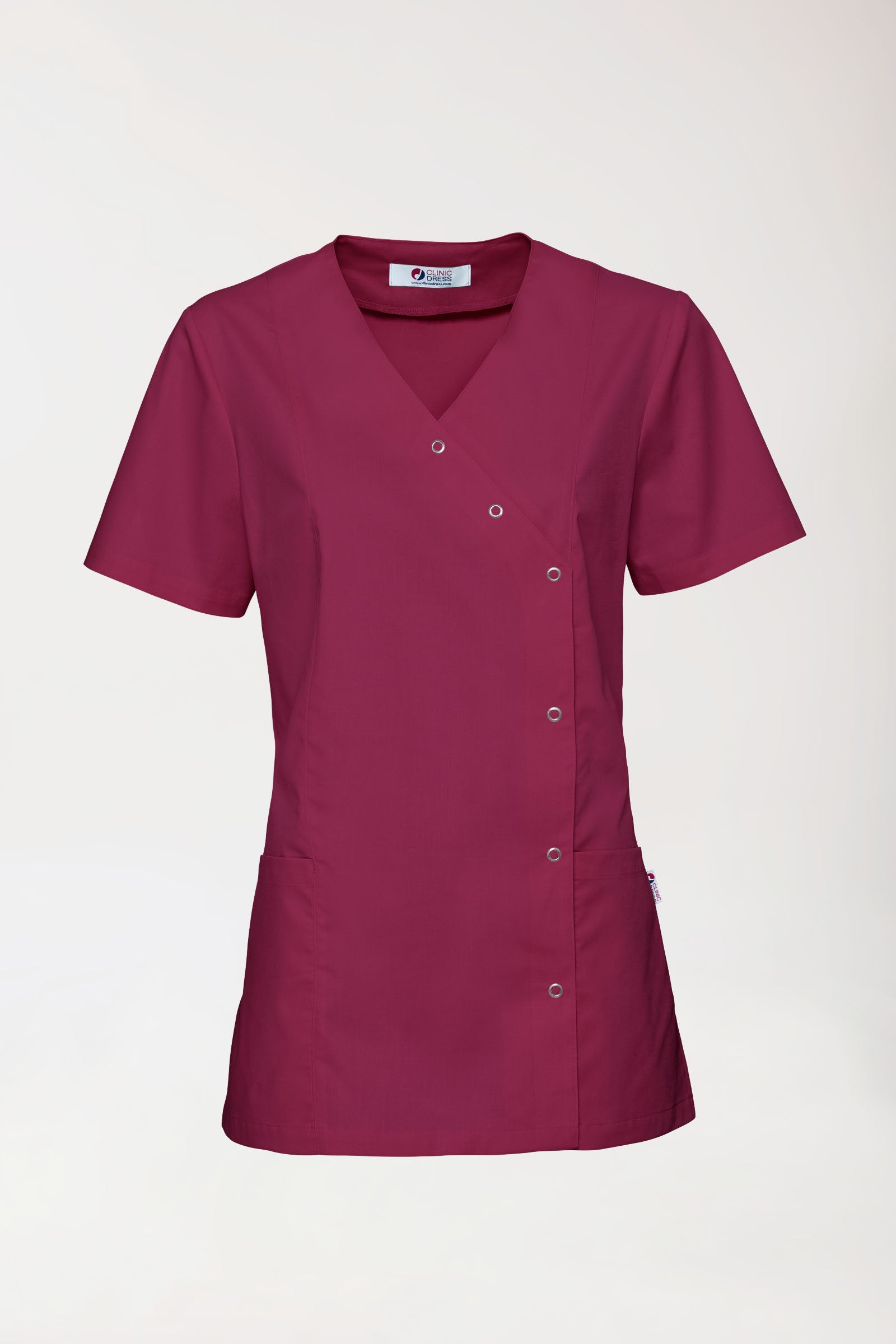 Stretch Kasack Damen - durchgeknöpft bordeaux