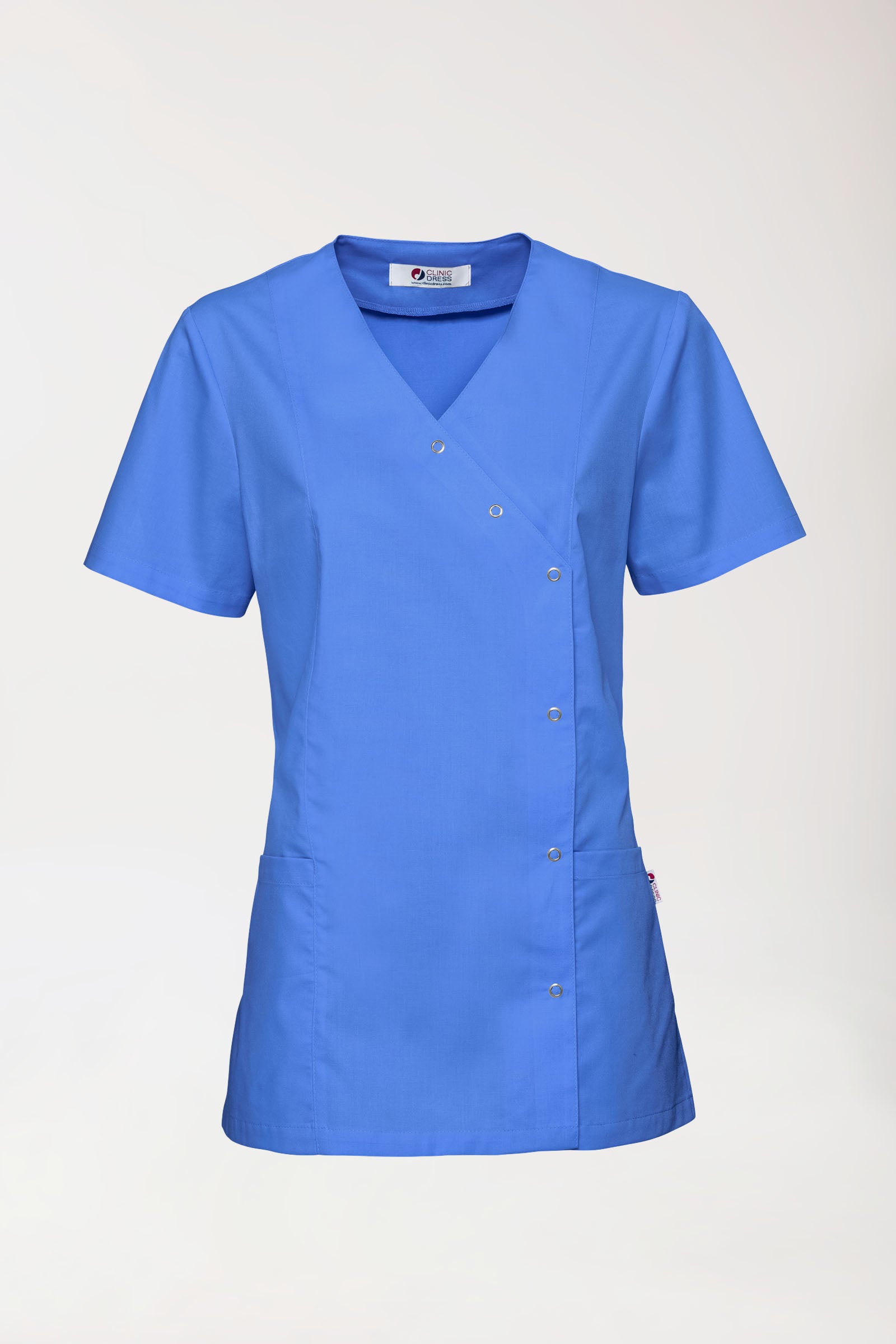 Stretch Kasack Damen - durchgeknöpft königsblau