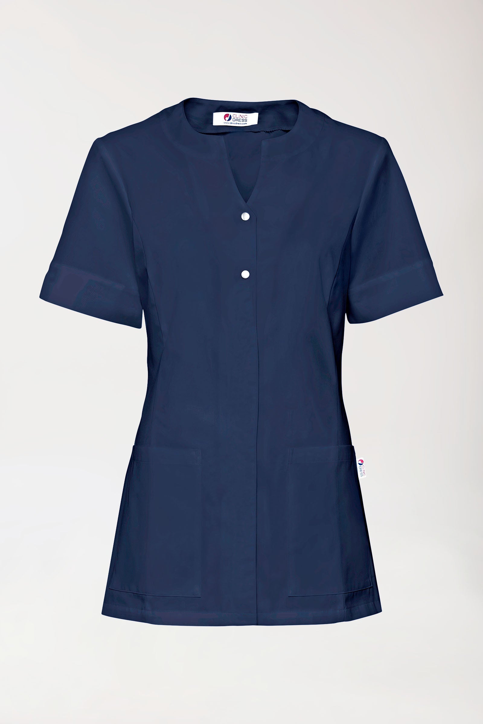 Beauty Kasack Damen - verdeckte Knopfleiste navy