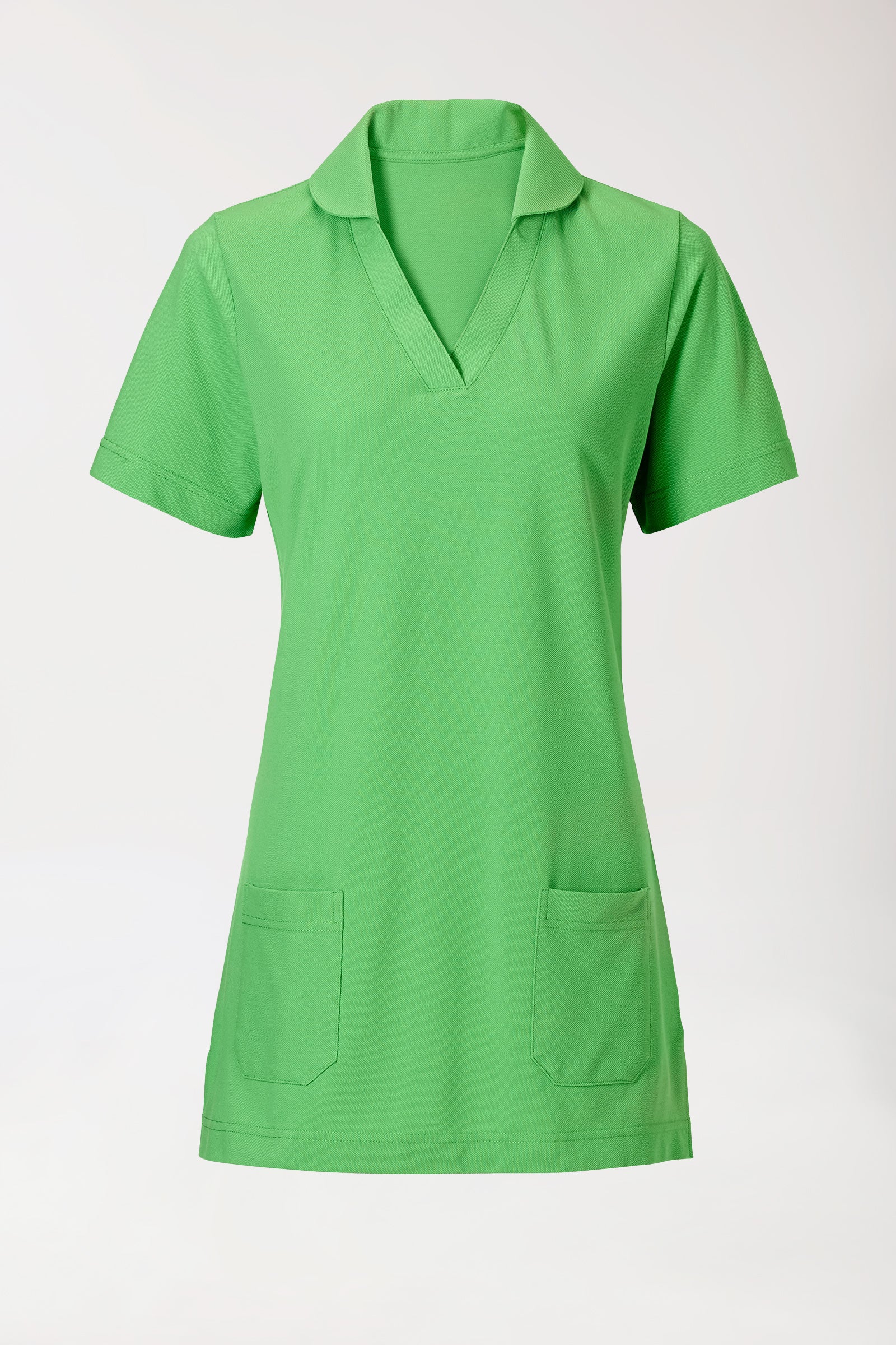 Piqué Longshirt Damen - mit Kragen apfelgrün