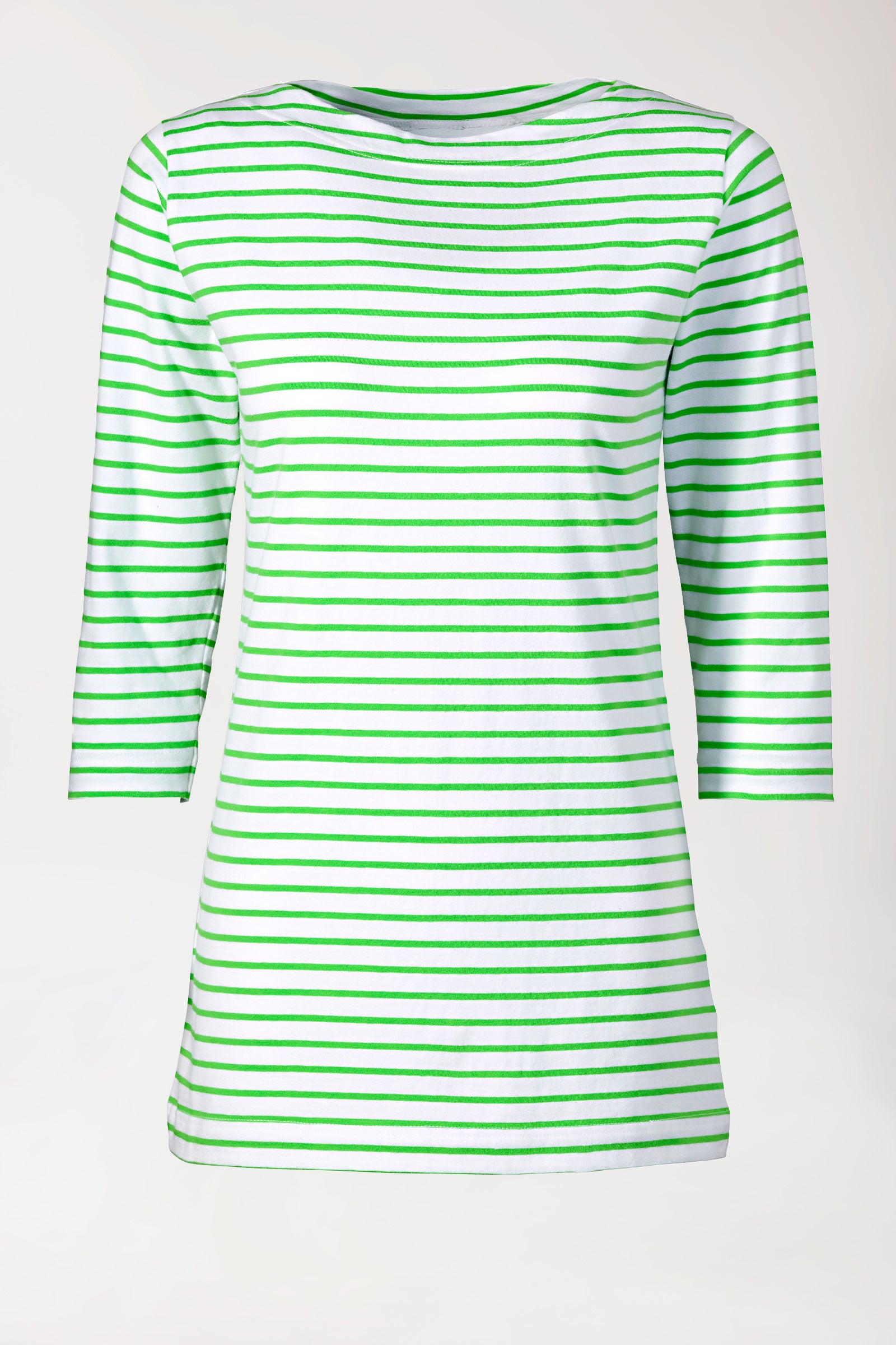 Longshirt Damen - 3/4 Arm apfelgrün/weiß