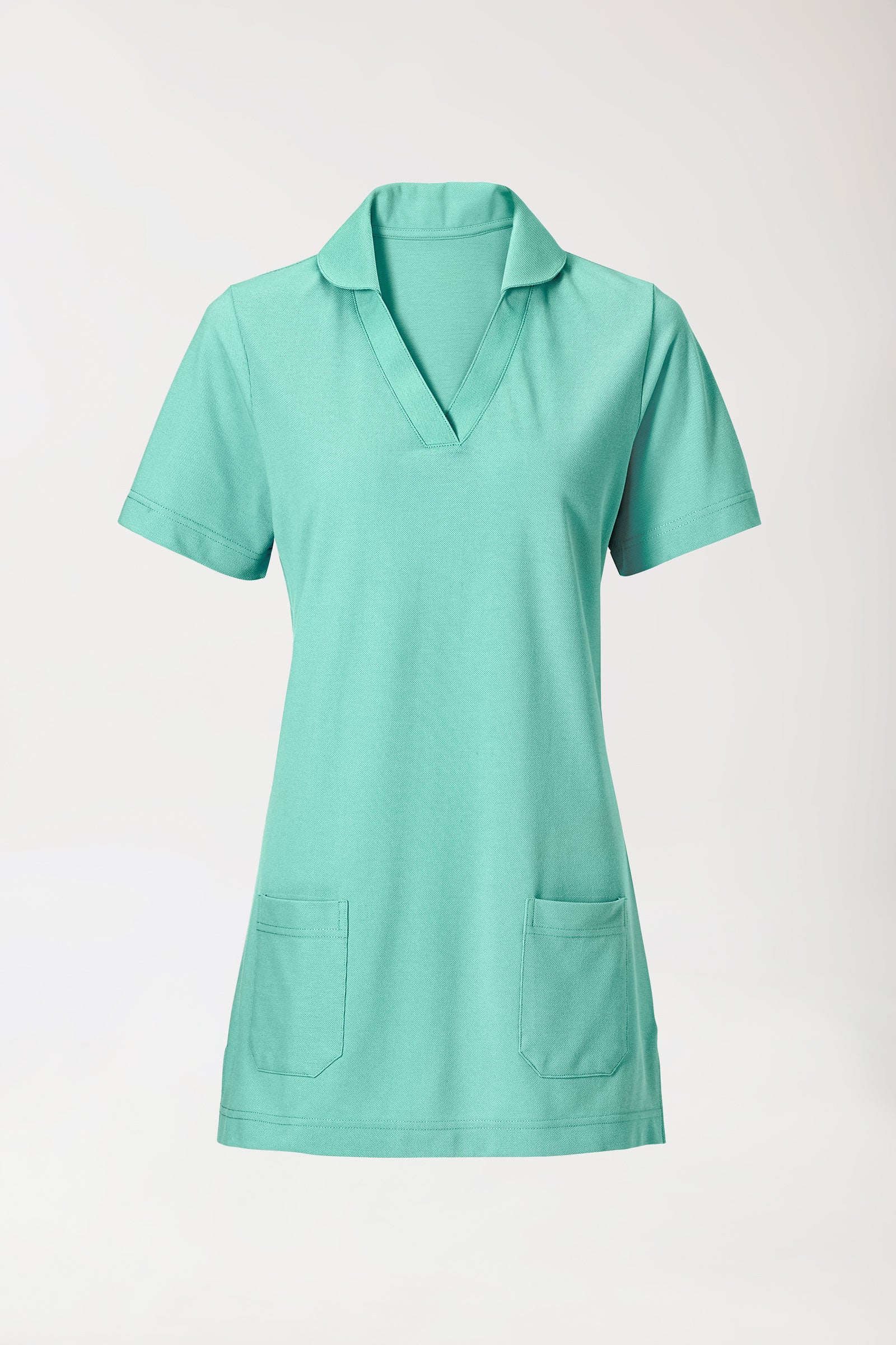 Piqué Longshirt Damen - mit Kragen aqua green