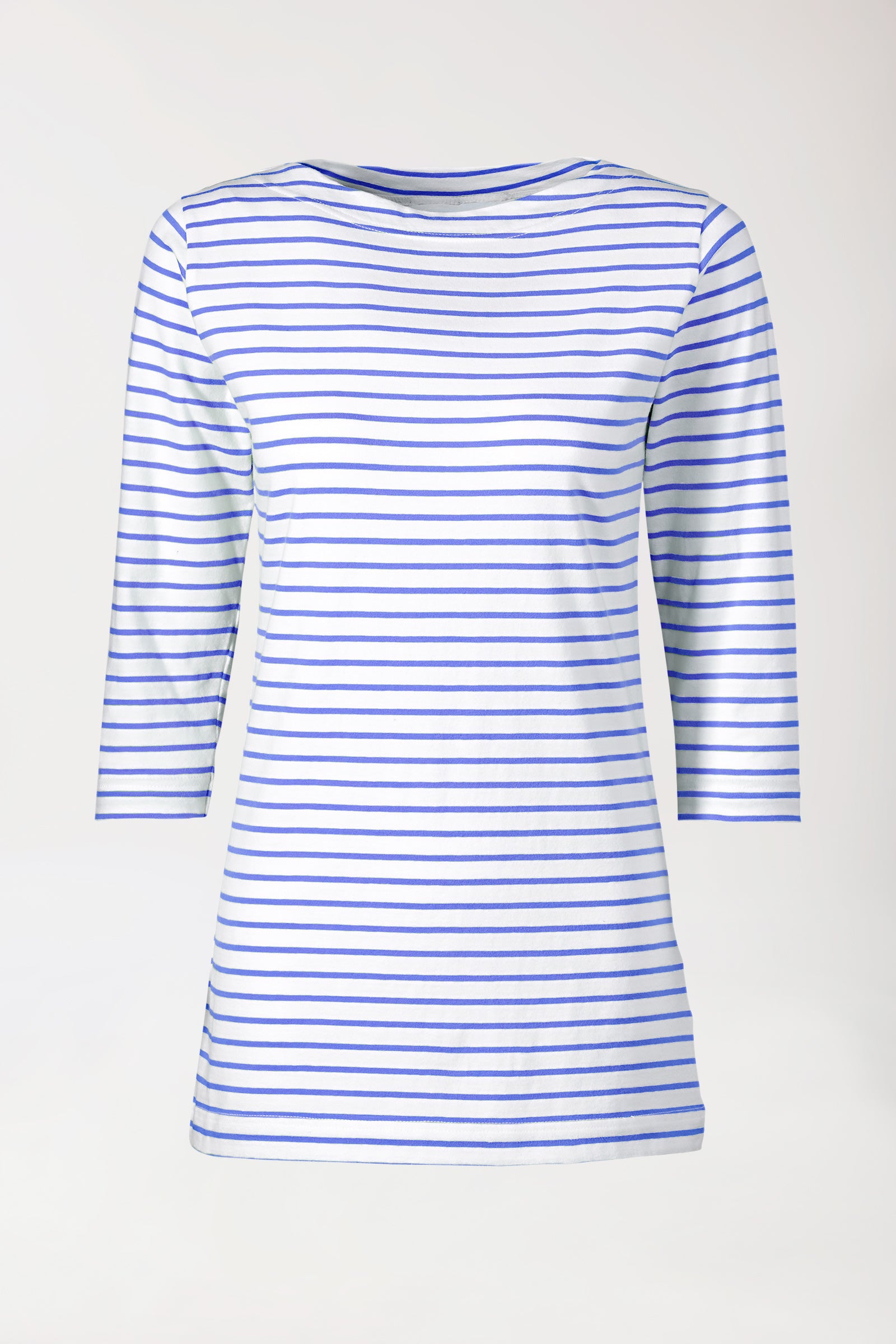 Longshirt Damen - 3/4 Arm blau/weiß, Vorderansicht 