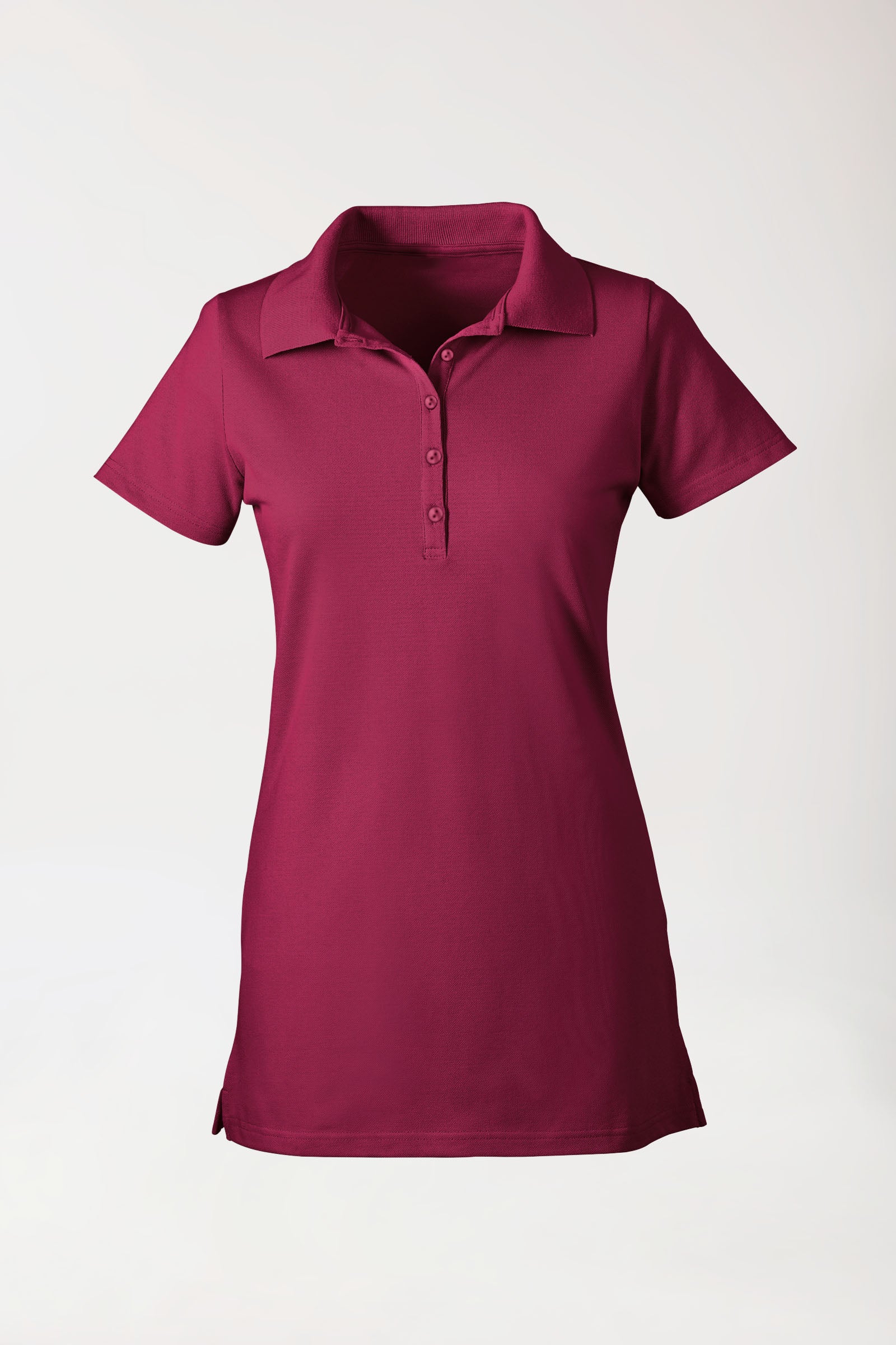 Stretch Longshirt Damen - Polokragen bordeaux