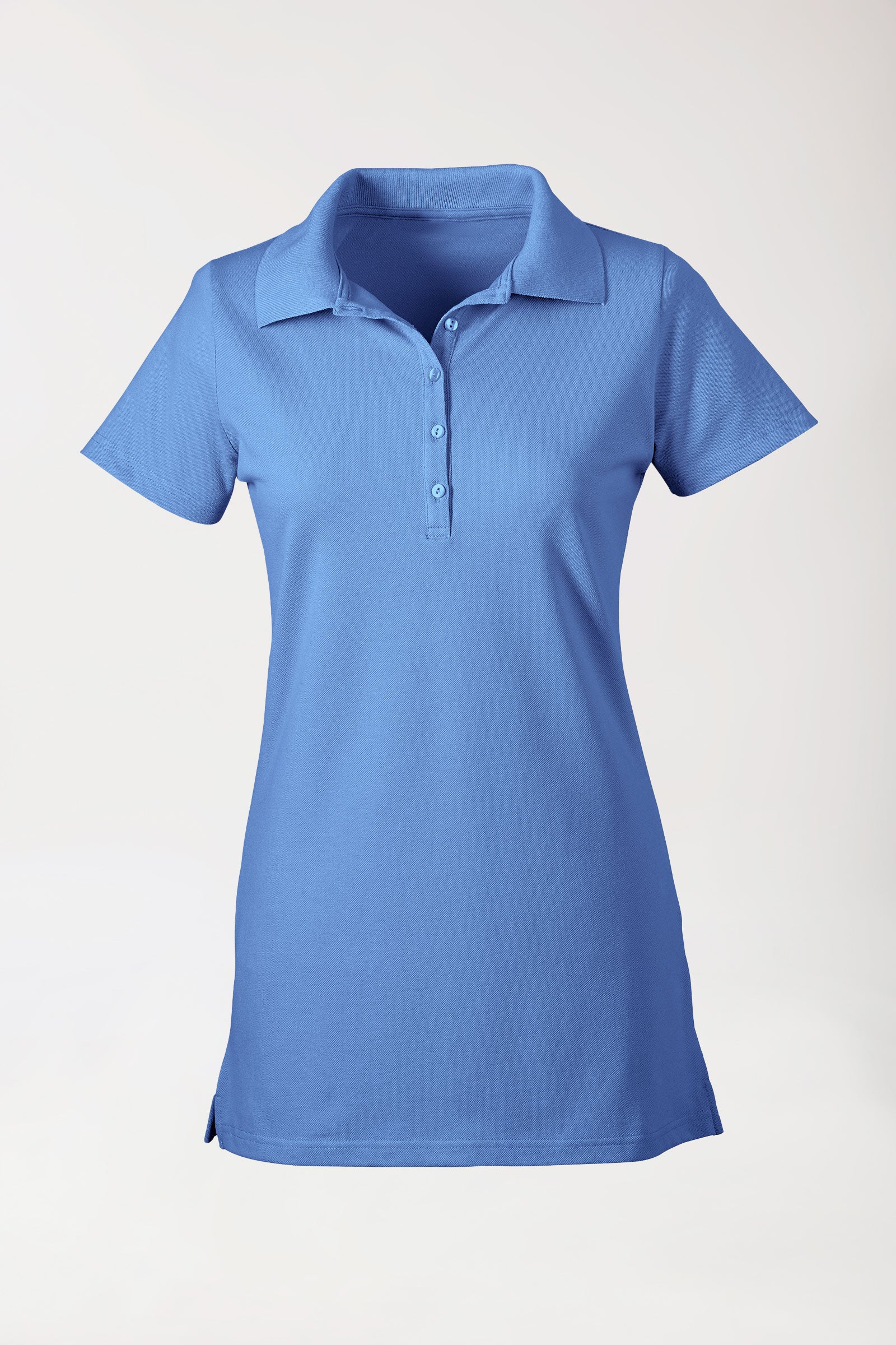 Stretch Longshirt Damen - Polokragen petrolblau, Vorderansicht 