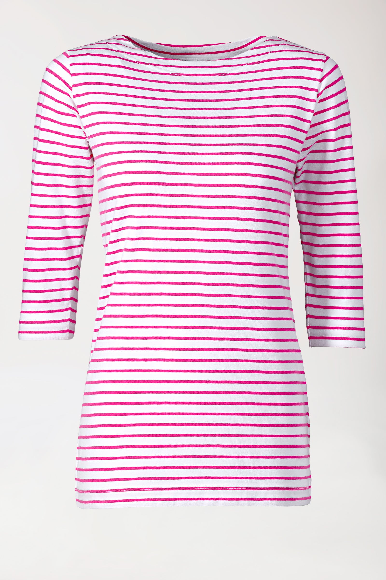 Longshirt Damen - 3/4 Arm pink/weiß