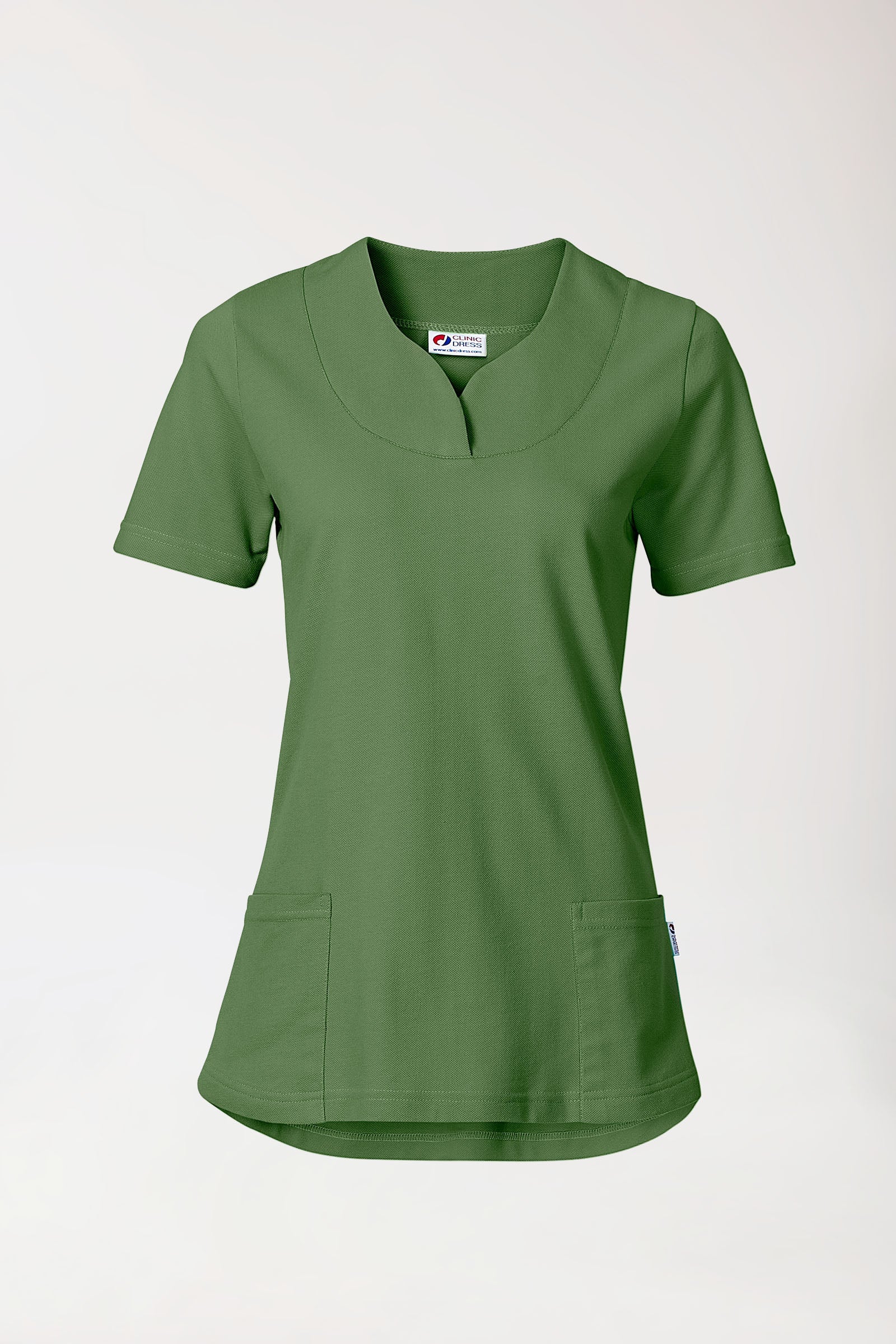 Piqué Longshirt Damen - diagonaler Ausschnitt wiesengrün