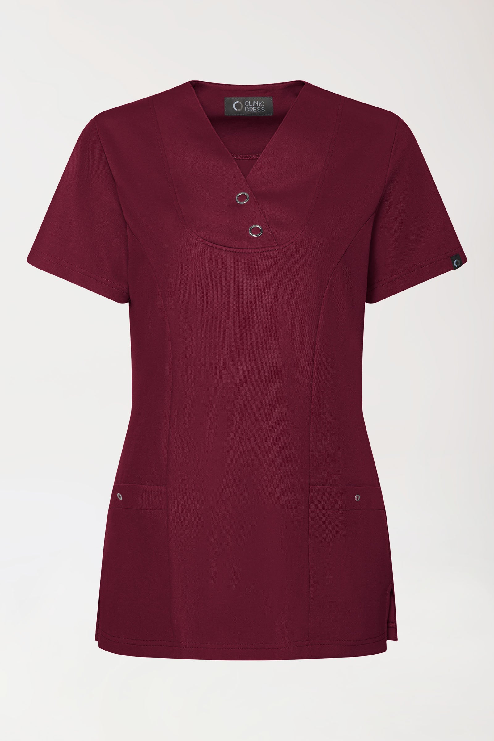 COMFY FLEX Stretch Schlupfkasack Damen - mit Druckknöpfen bordeaux, Vorderansicht 