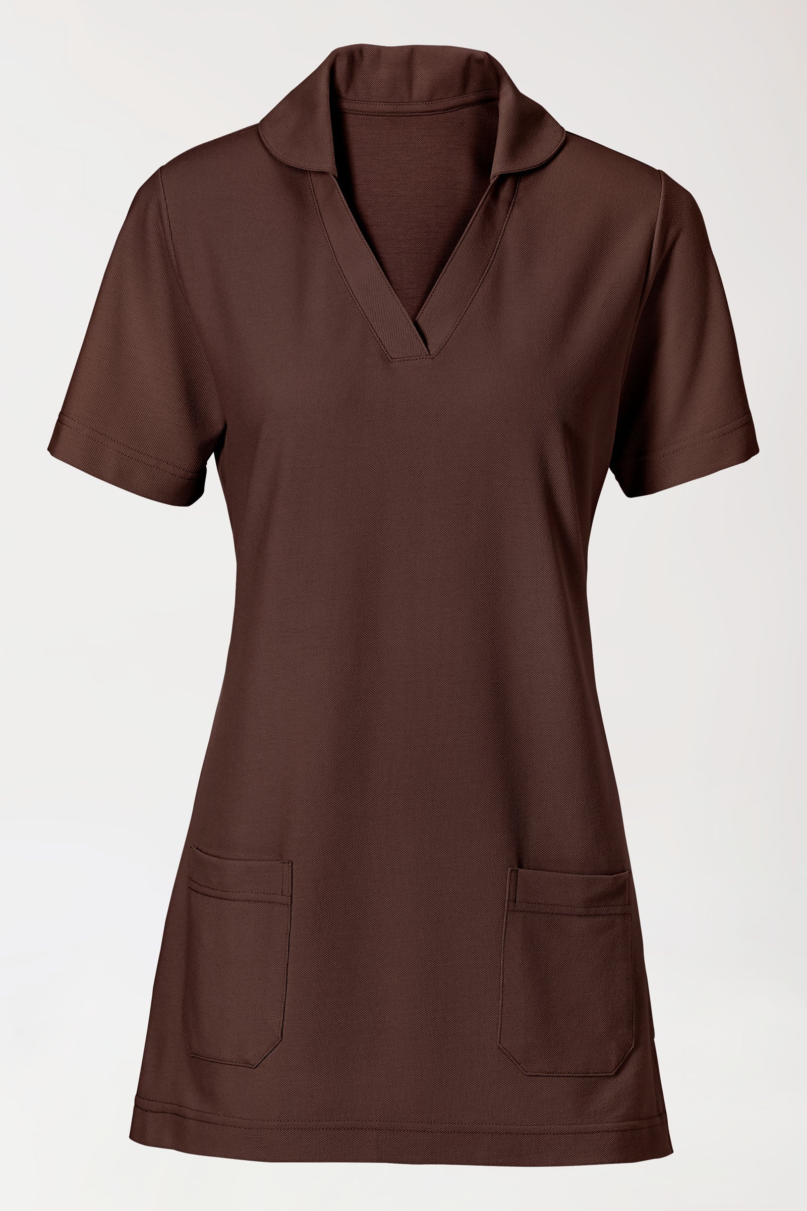 COMFY FLEX Stretch Schlupfkasack Damen - Schalkragen coffee, Vorderansicht 