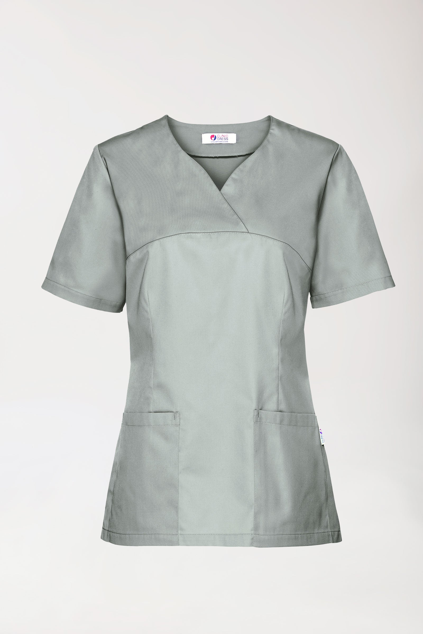 CORE Schlupfkasack Damen - Herzausschnitt grau, Vorderansicht 