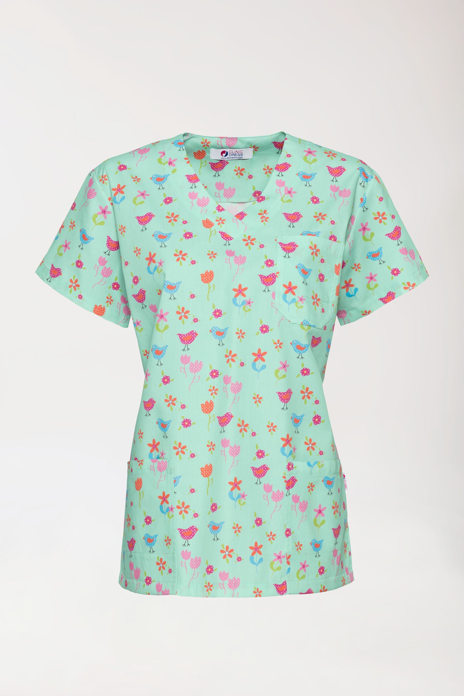 Leichter Schlupfkasack Damen - Alloverprint opal/bunt, Vorderansicht 