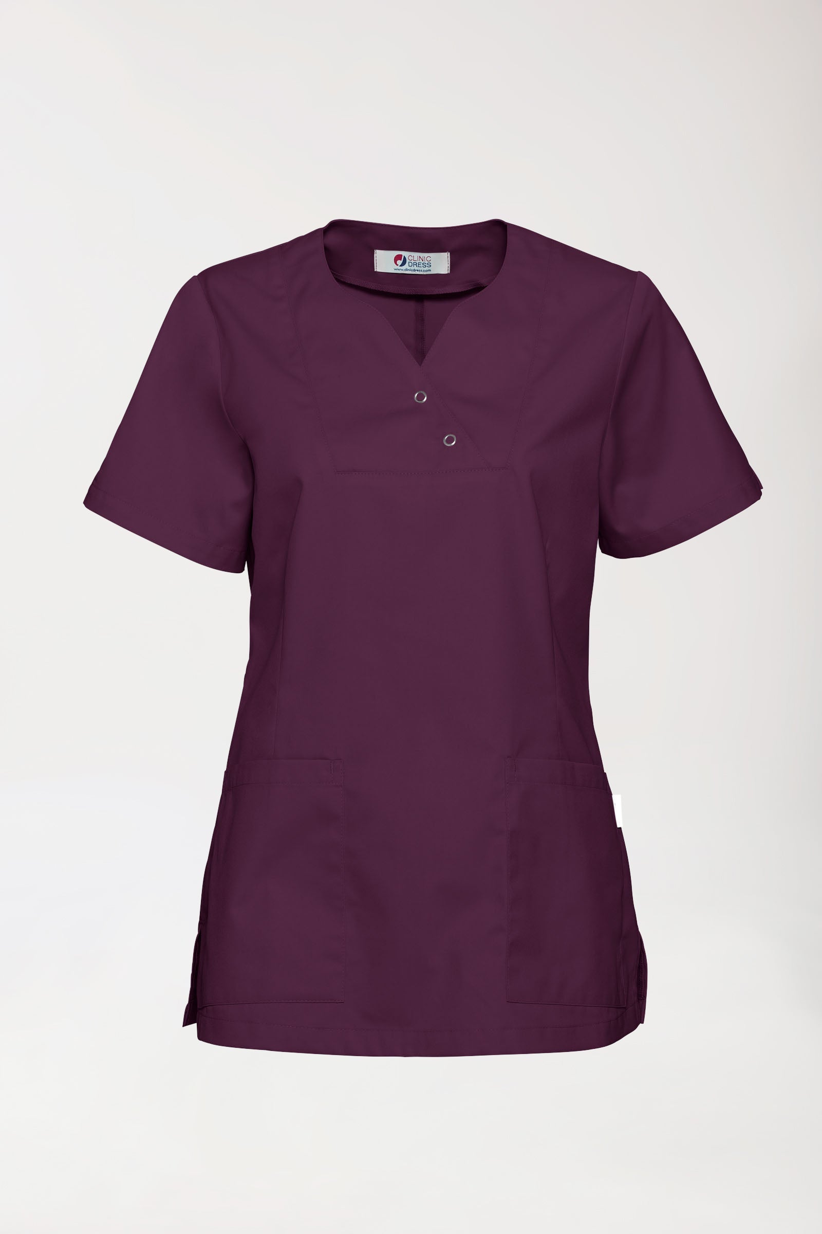 CORE Schlupfkasack Damen curved fit - mit Druckknöpfen pflaume