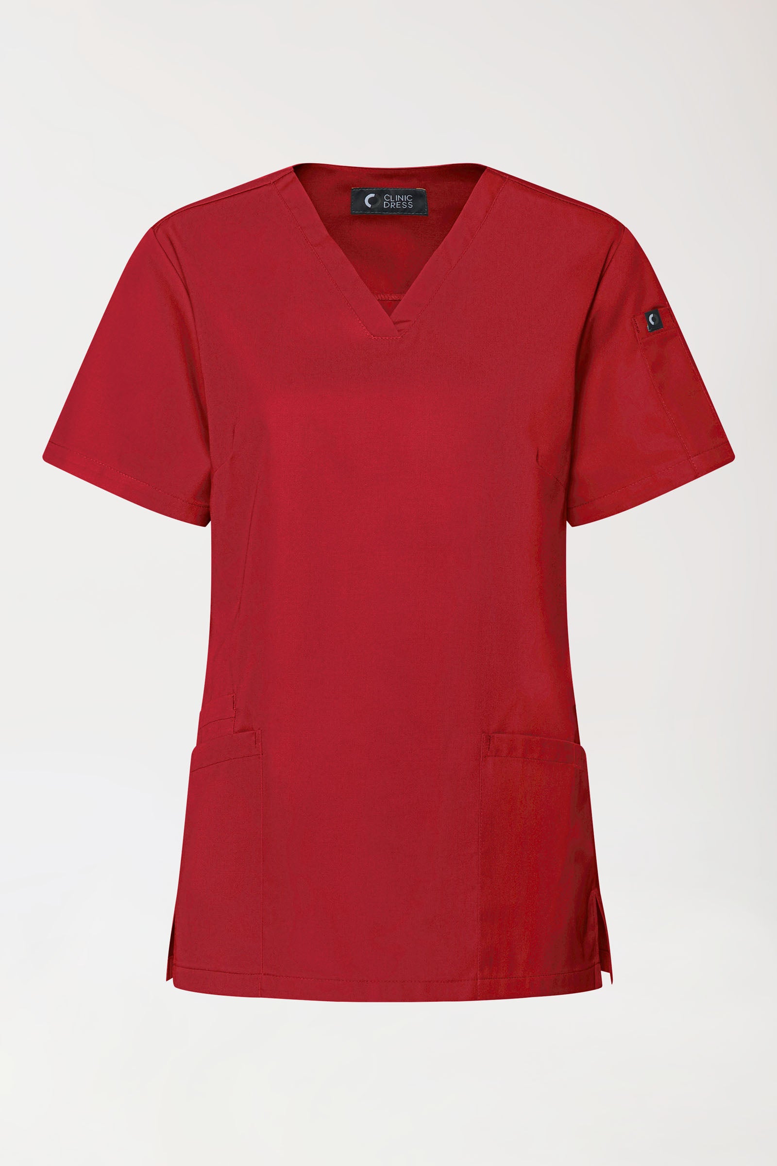 GREEN Stretch Schlupfkasack Damen - V-Ausschnitt rot