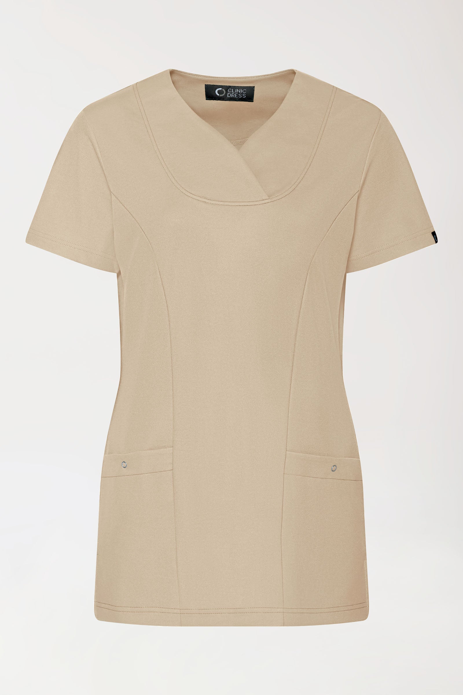 COMFY FLEX Stretch Schlupfkasack Damen - Herzausschnitt sand, Vorderansicht 