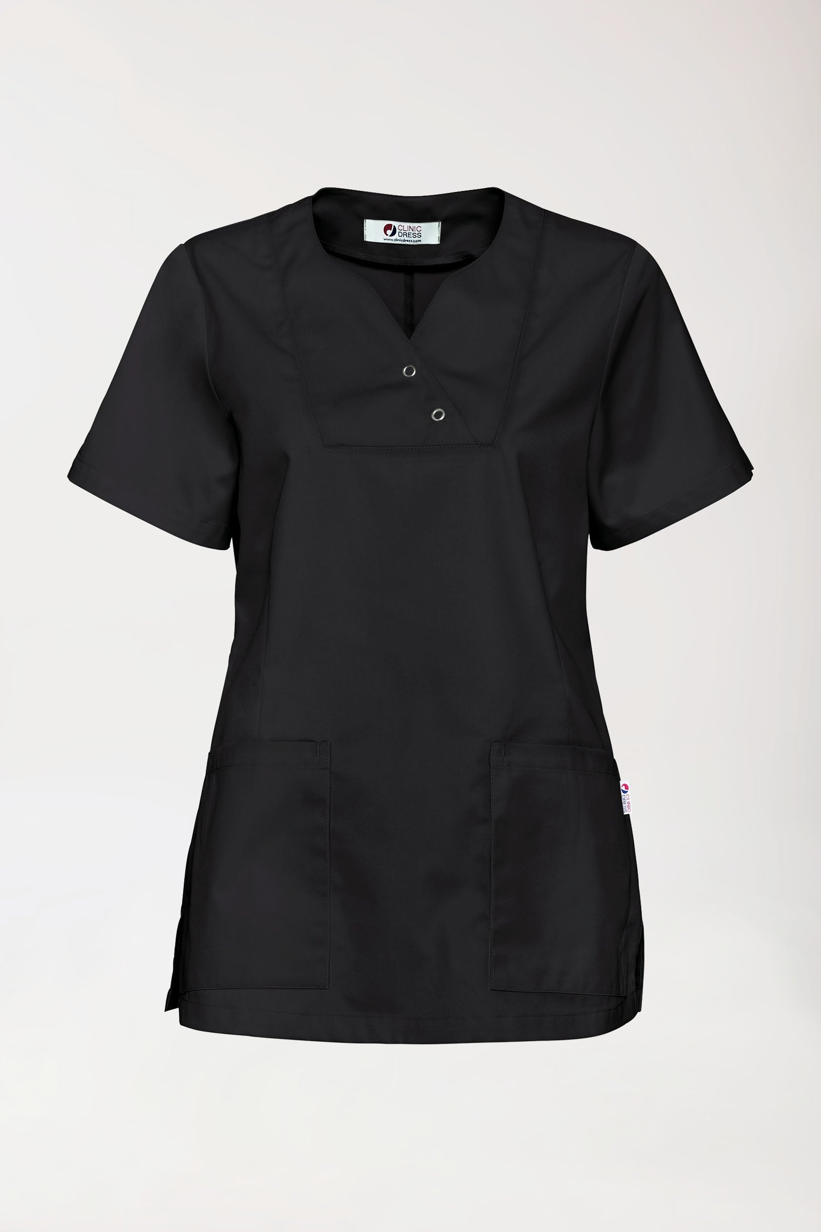 CORE Schlupfkasack Damen curved fit - mit Druckknöpfen schwarz