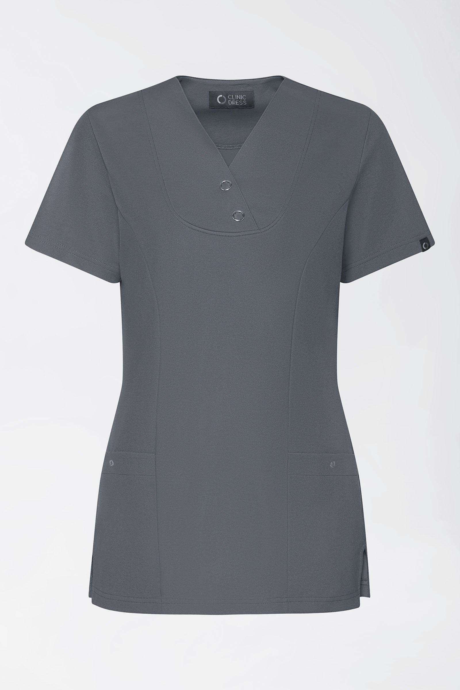 COMFY FLEX Stretch Schlupfkasack Damen - mit Druckknöpfen steingrau