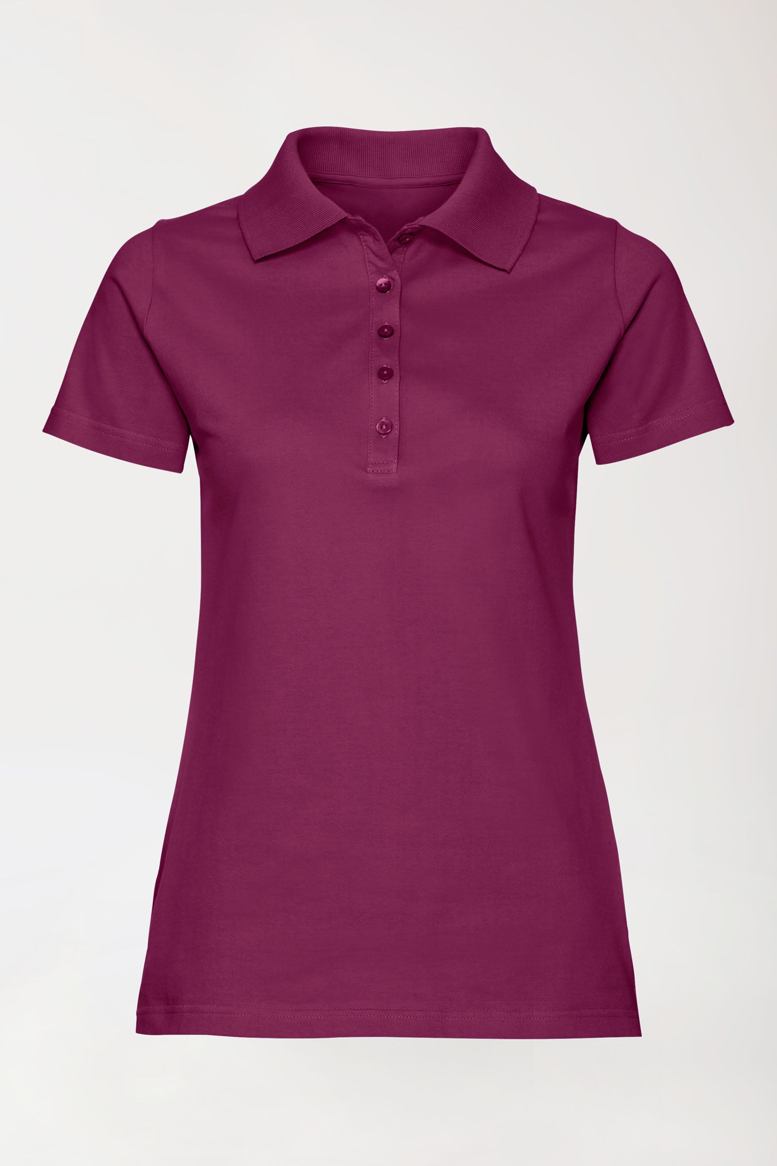 Stretch Shirt Damen - Polokragen berry, Vorderansicht 