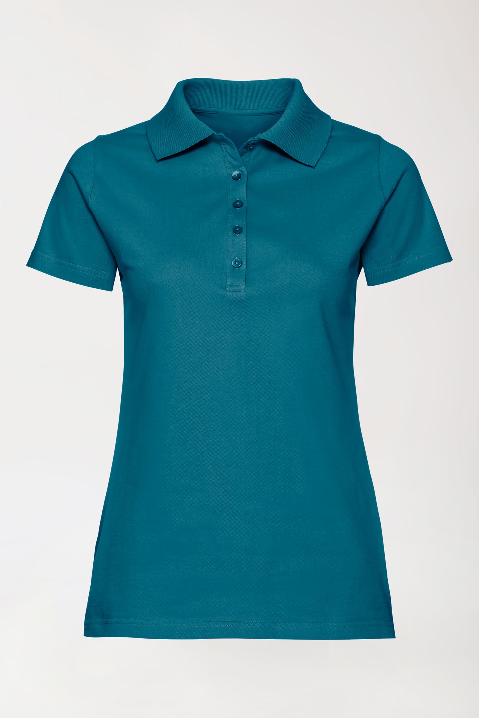 Stretch Shirt Damen - Polokragen petrol