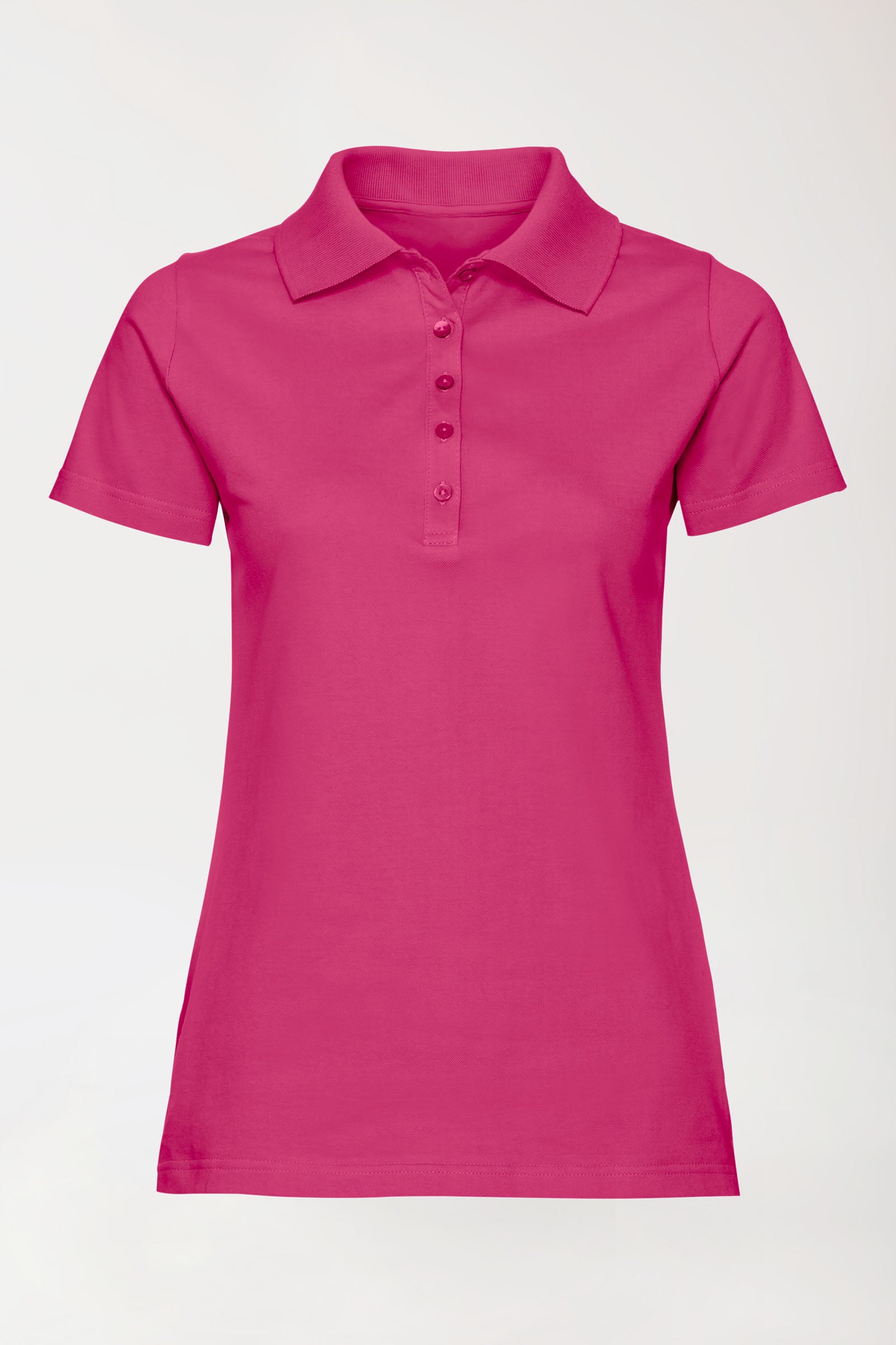 Stretch Shirt Damen - Polokragen pink, Vorderansicht 