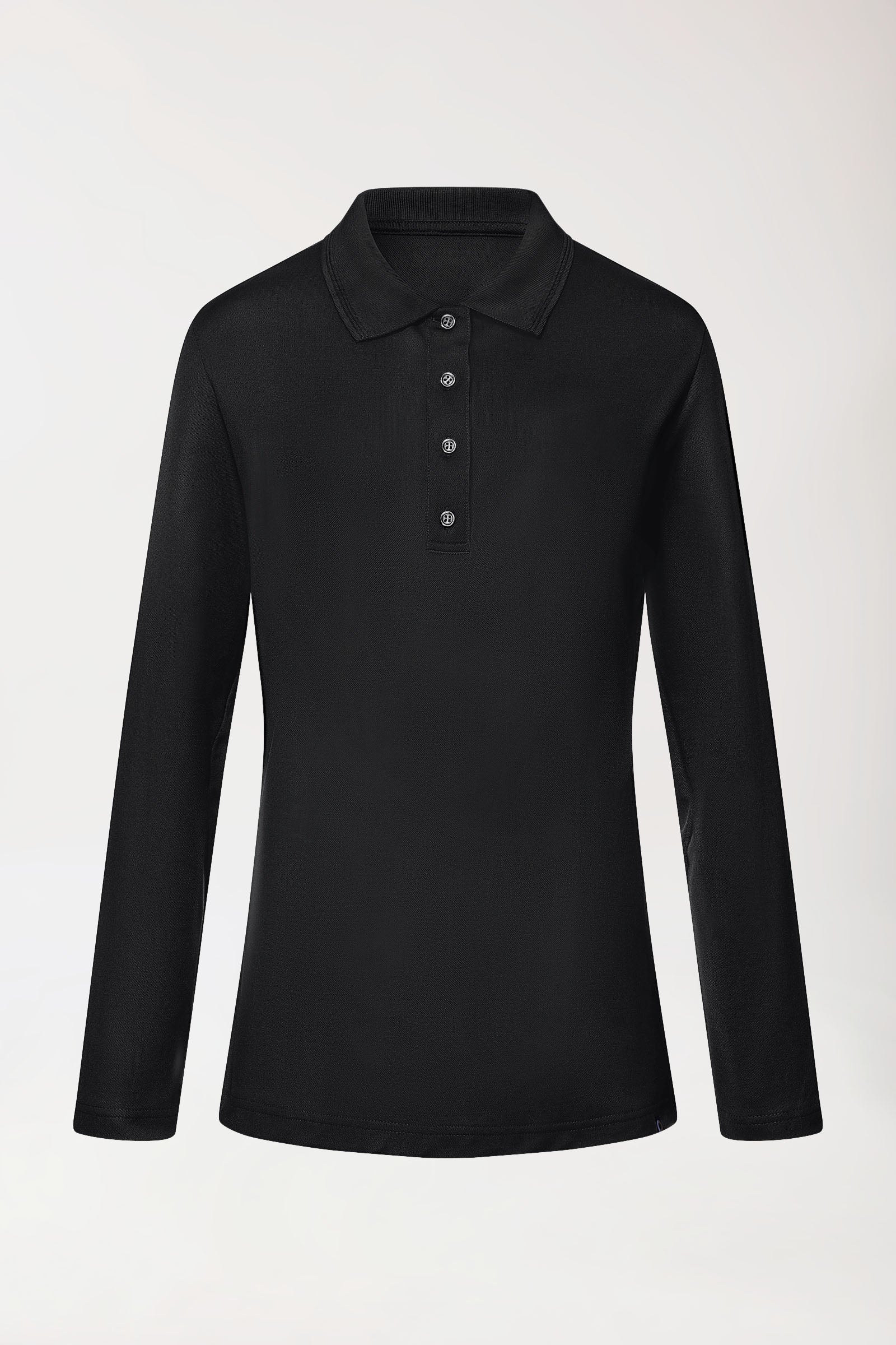 COMFY FLEX Stretch Longsleeve Damen - Polokragen schwarz