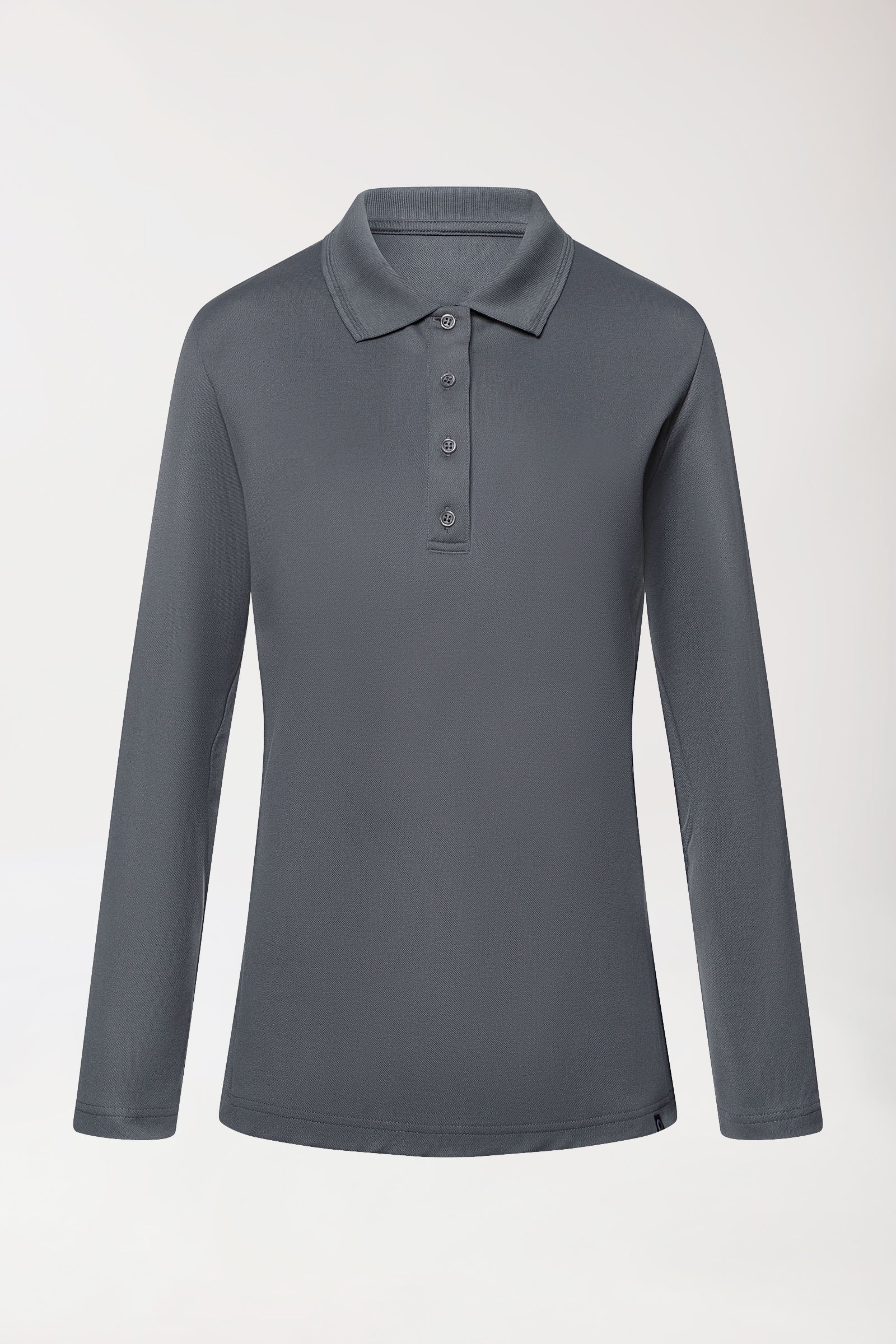 COMFY FLEX Stretch Longsleeve Damen - Polokragen steingrau