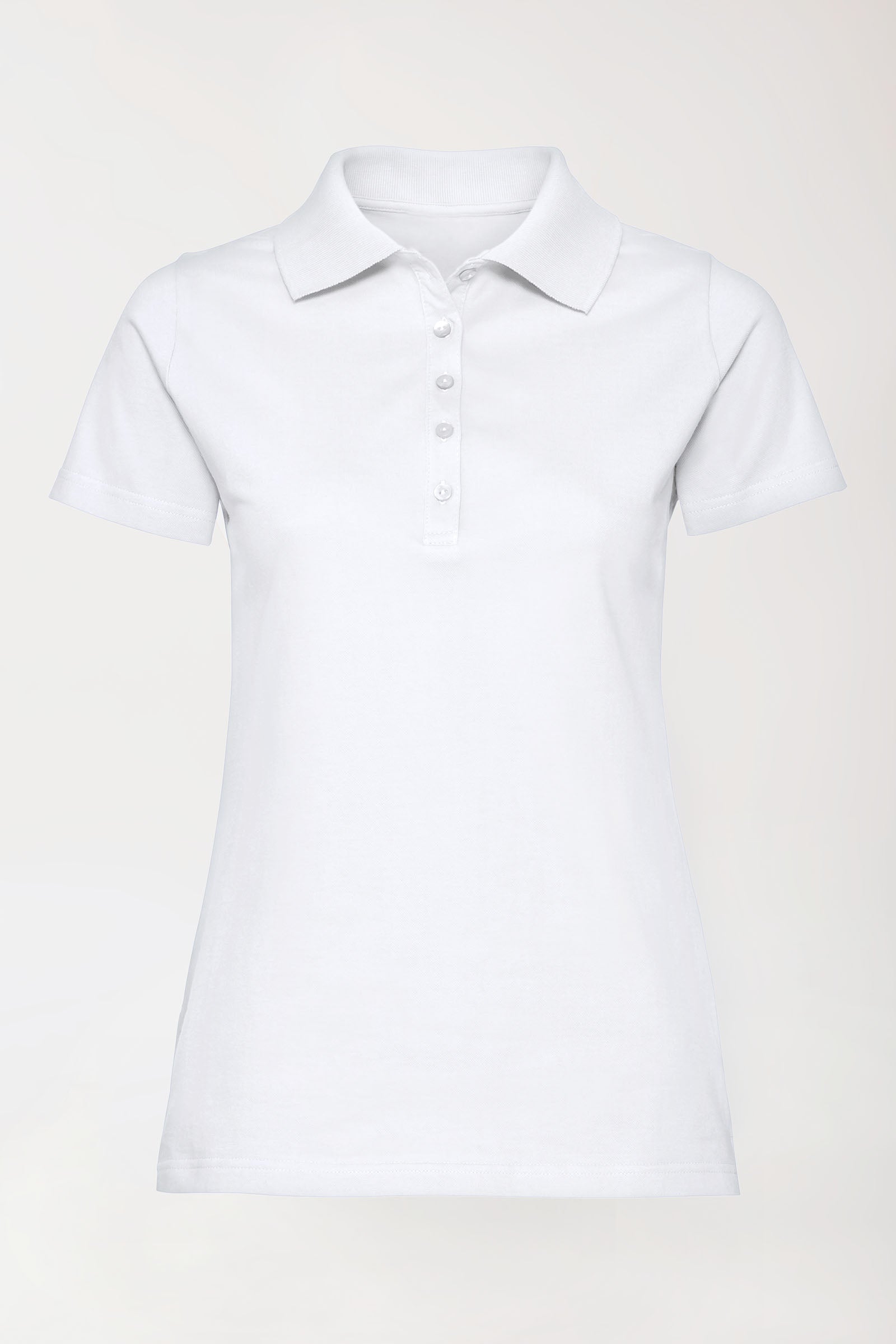 Stretch Shirt Damen - Polokragen weiß