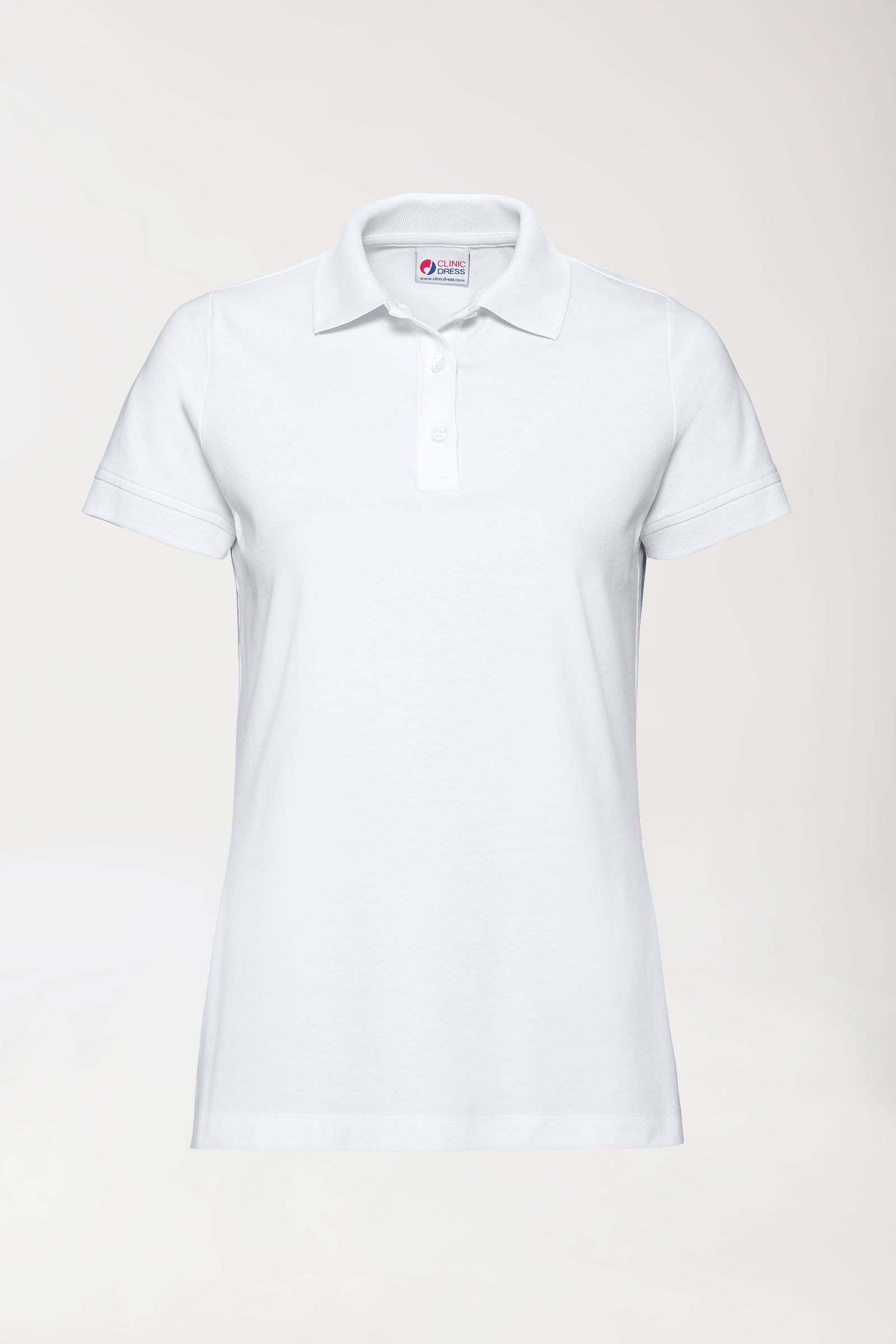 Stretch Shirt Damen - Polokragen - Knopfleiste weiß