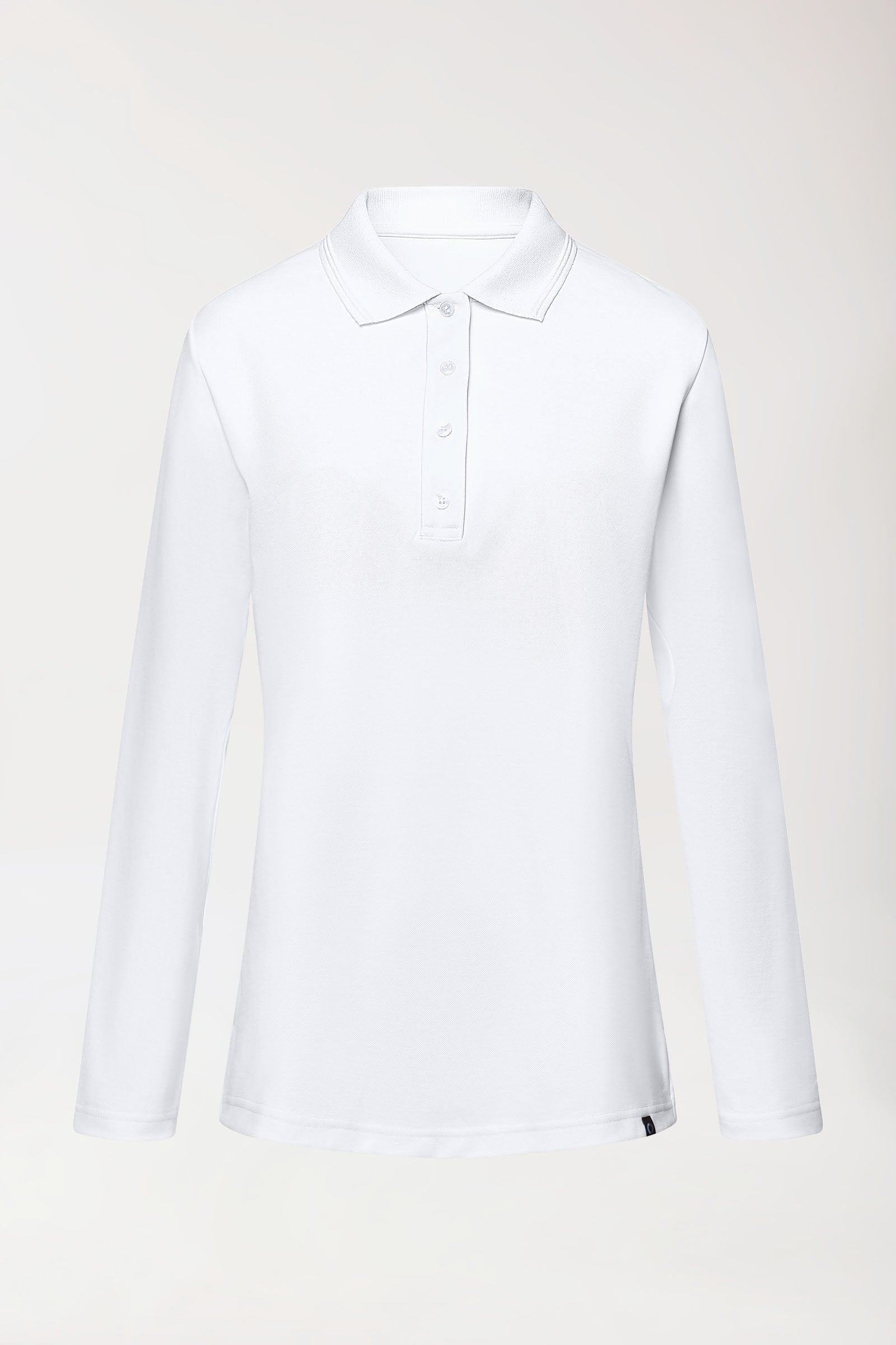 COMFY FLEX Stretch Longsleeve Damen - Polokragen weiß, Vorderansicht 