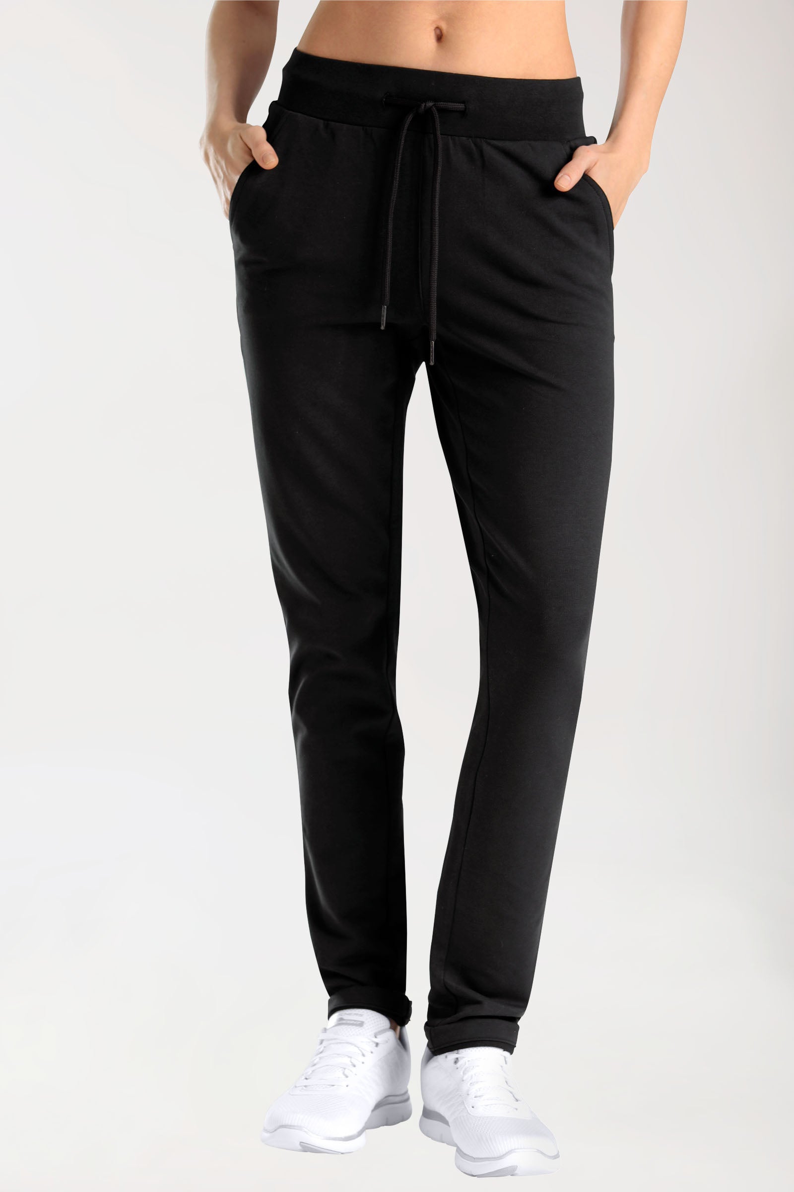 Sweathose für Damen Schlupfhose Schwarz, Vorderansicht 