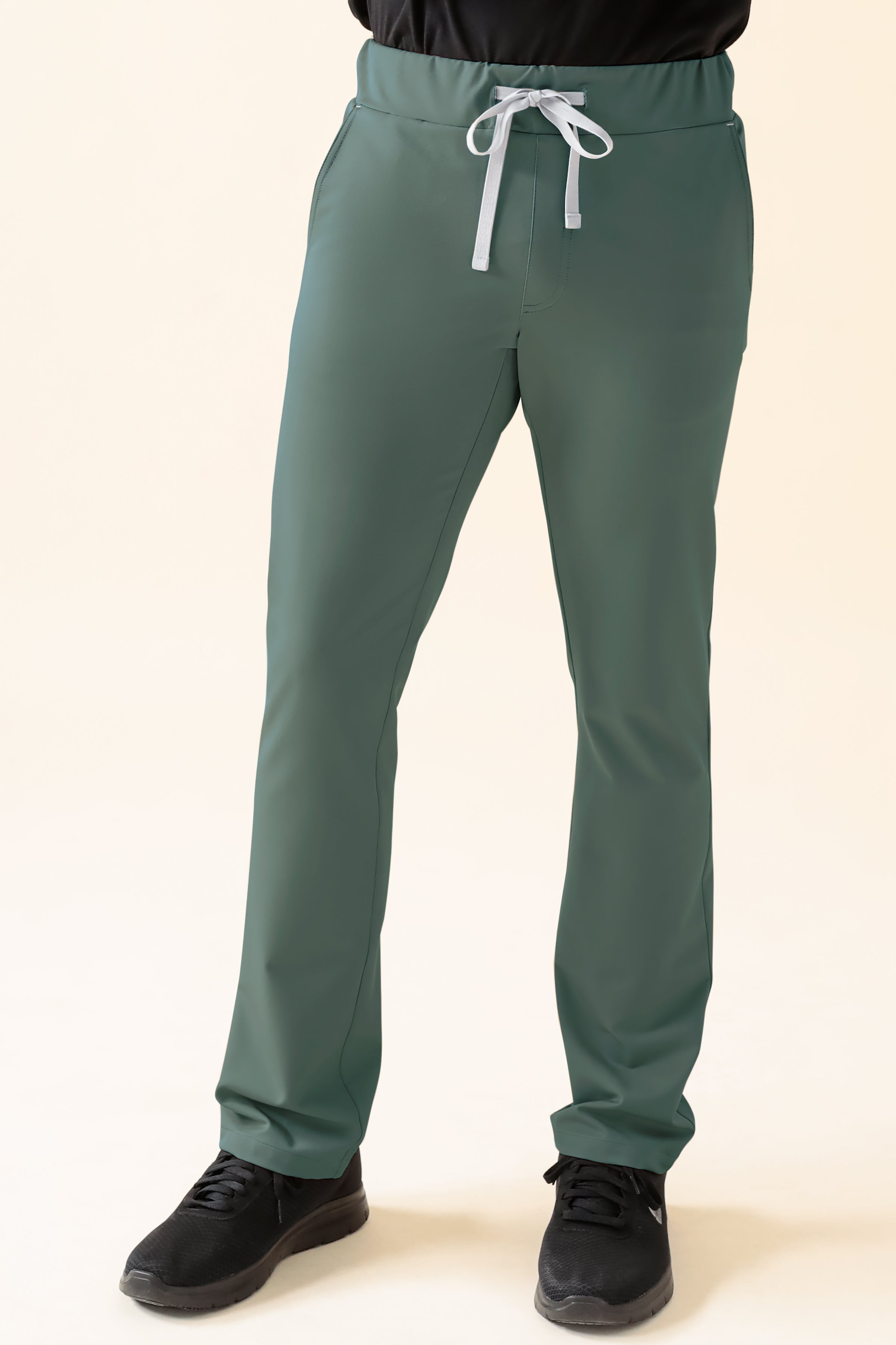 KAERE Hose Herren - gerader Saum ohne Beintaschen dunkelgrün