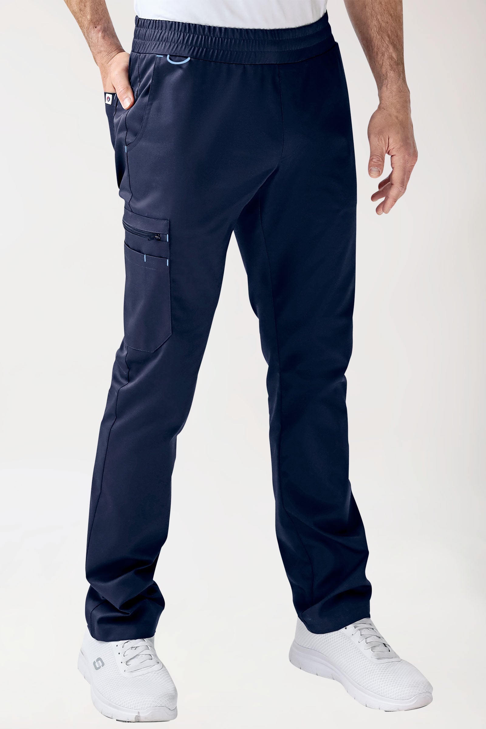 CLINIC STRETCH Hose Herren - gerader Saum navy/himmelblau