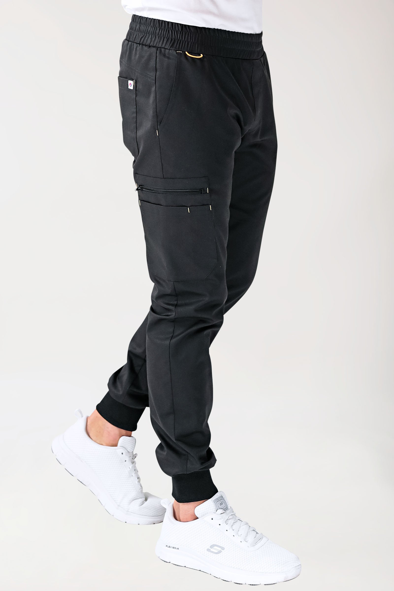 CLINIC STRETCH Hose Herren - Saumbündchen schwarz/gelb